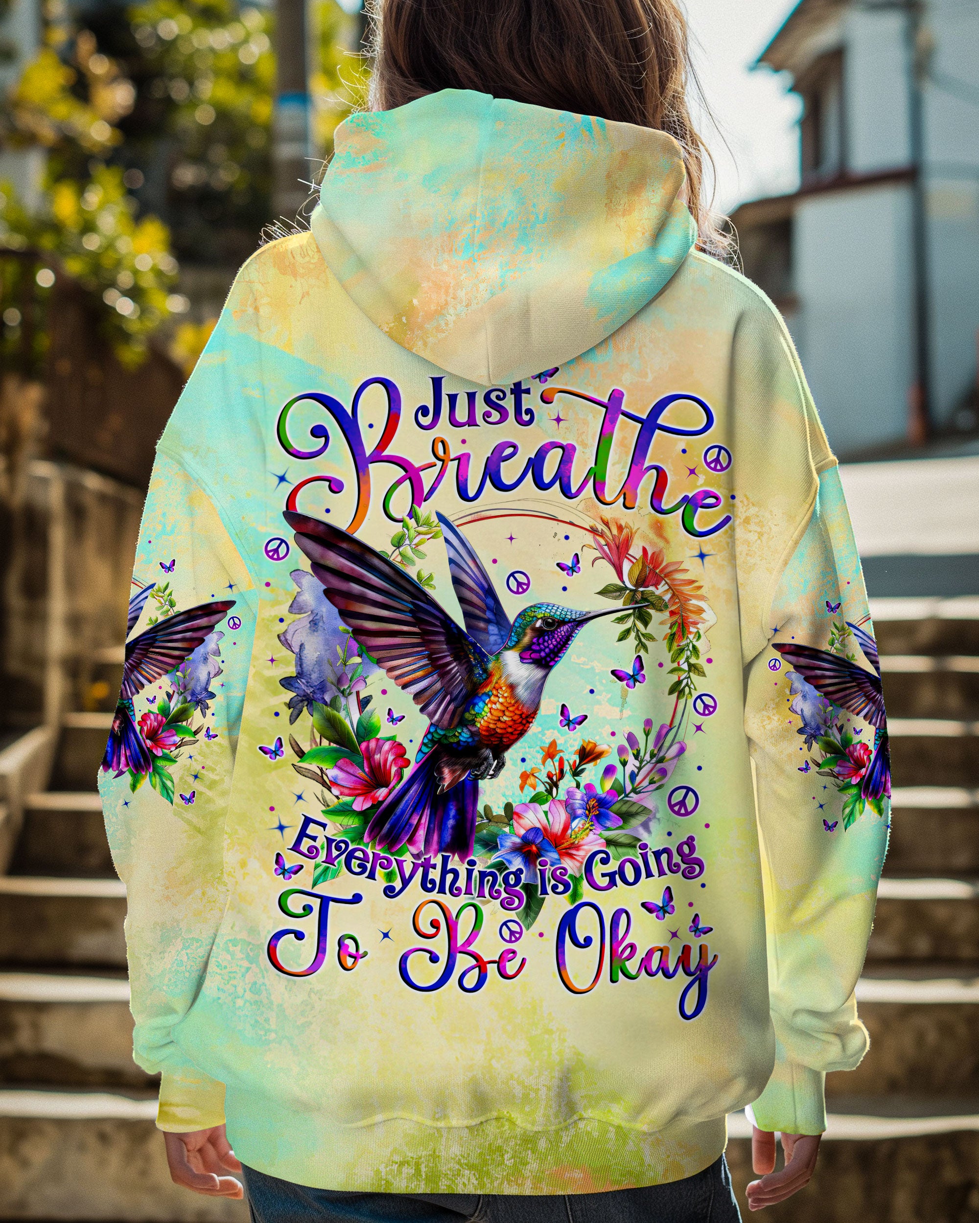 JUST BREATHE HUMMINGBIRD ALL OVER PRINT - TYTM0509244