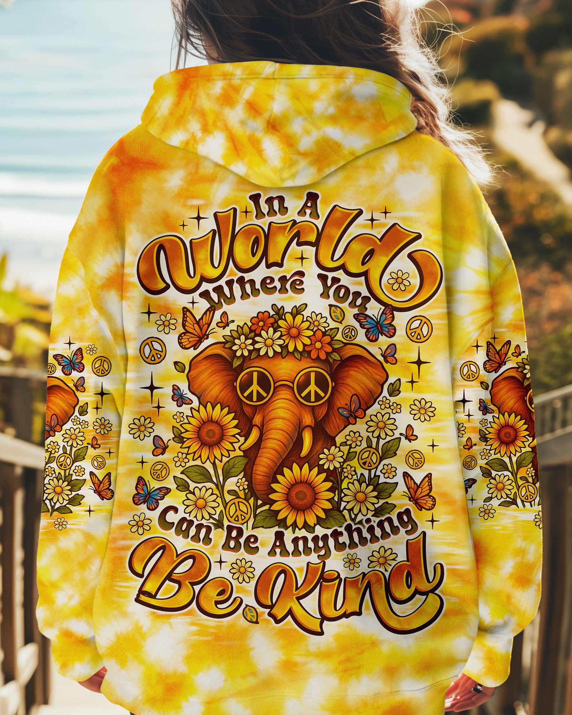 BE KIND ELEPHANT TIE DYE ALL OVER PRINT - TLNO0206252