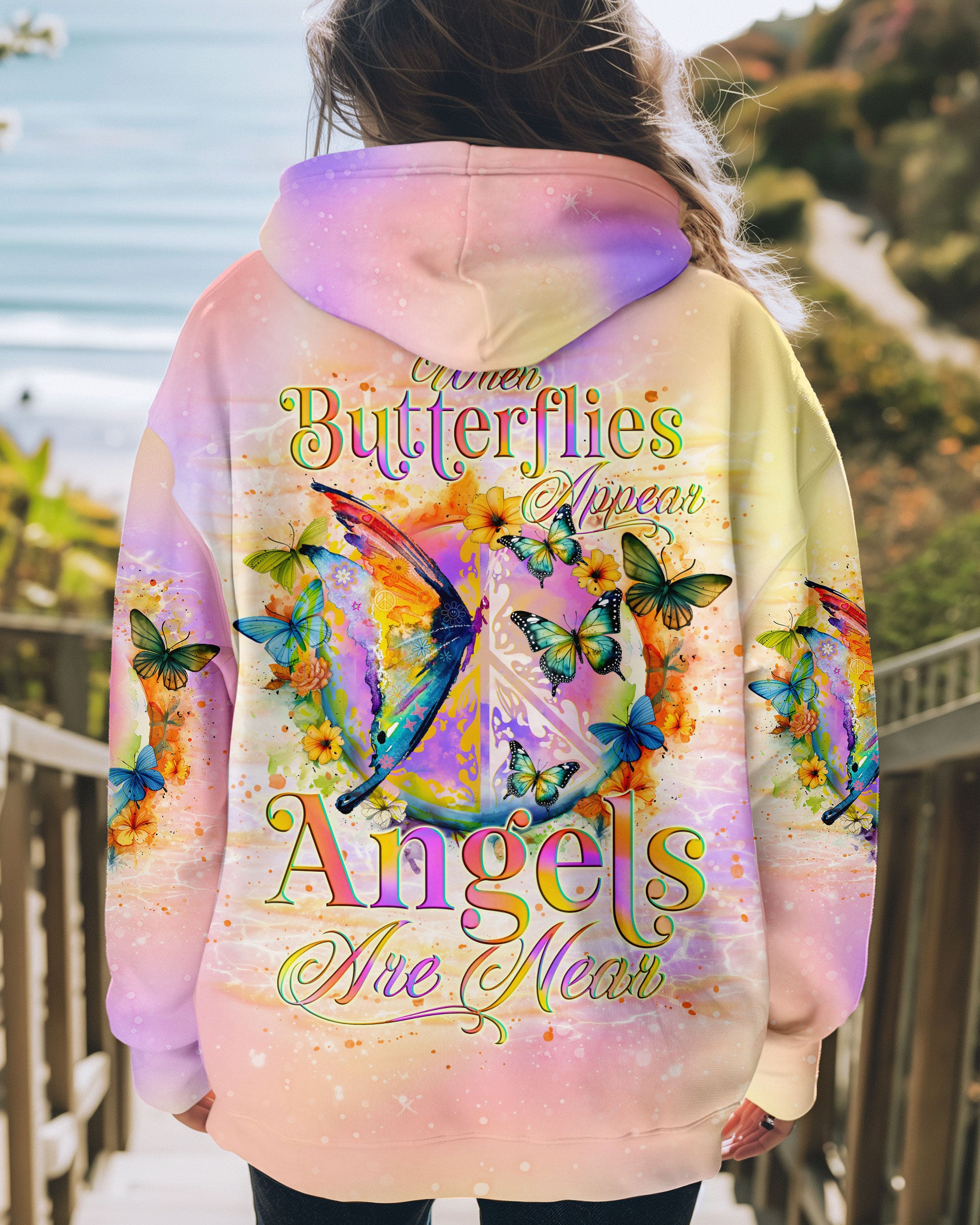 WHEN BUTTERFLIES APPEAR ANGELS ARE NEAR ALL OVER PRINT - TLNO1401252