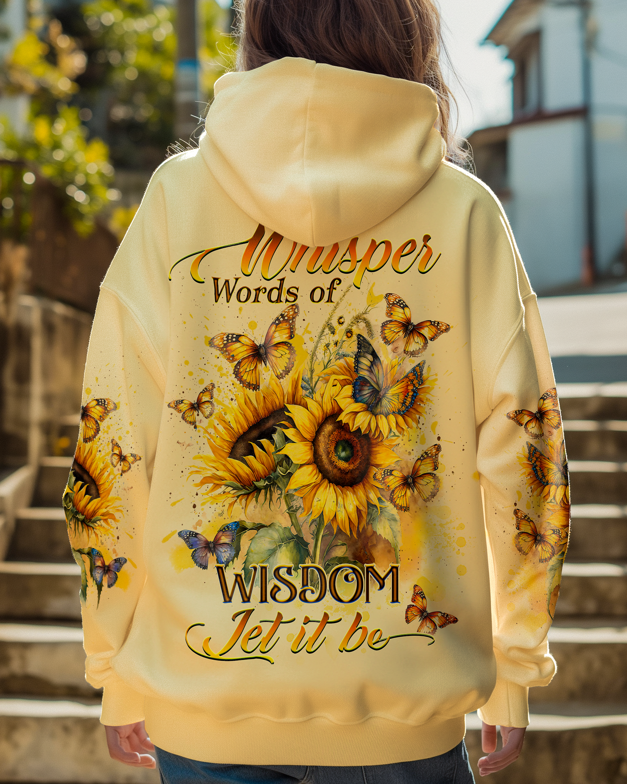 WHISPER WORDS OF WISDOM SUNFLOWER BUTTERFLY ALL OVER PRINT - YHDU1906232