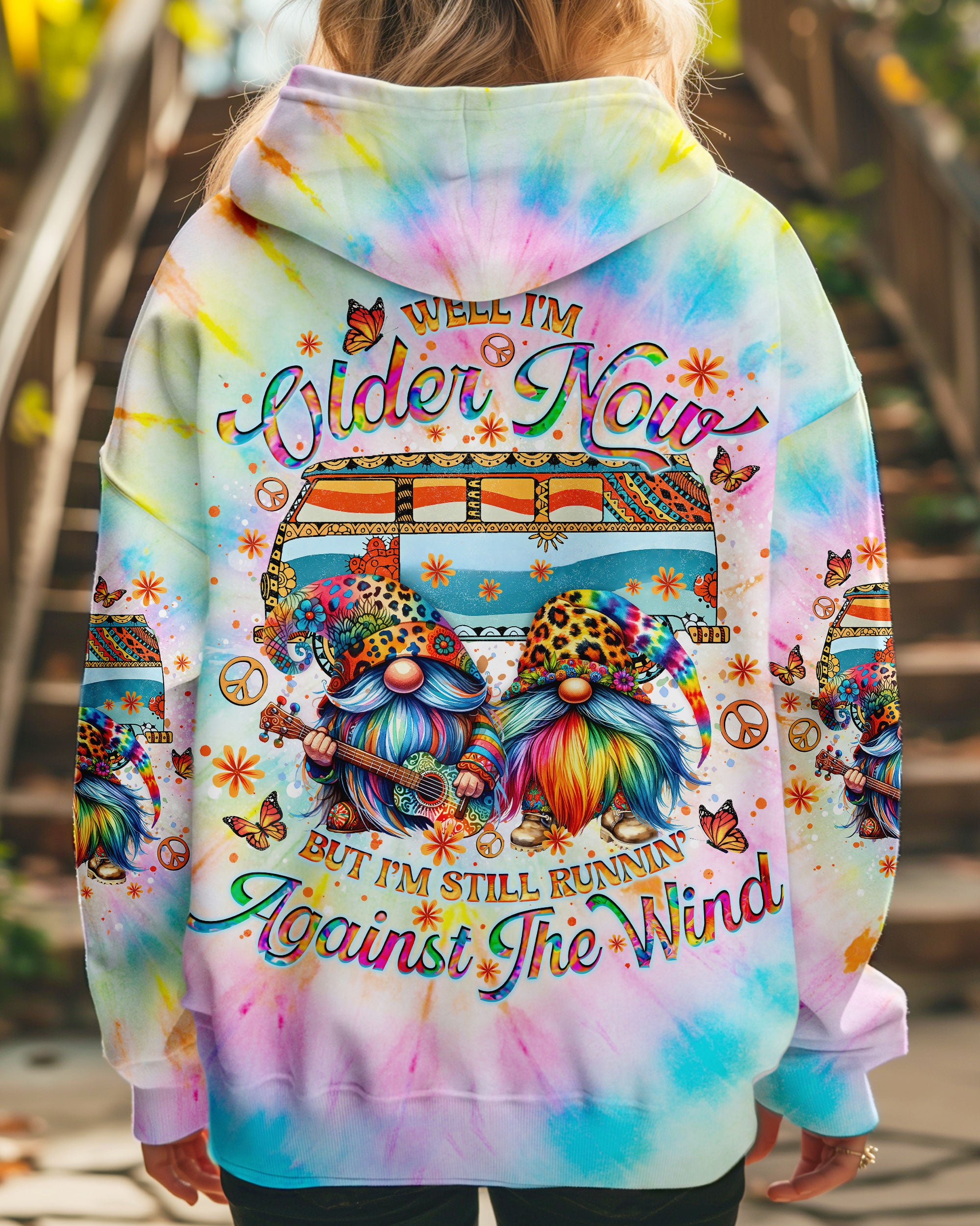 RUNNING AGAINST THE WIND GNOME TIE DYE ALL OVER PRINT - TLNO0412243
