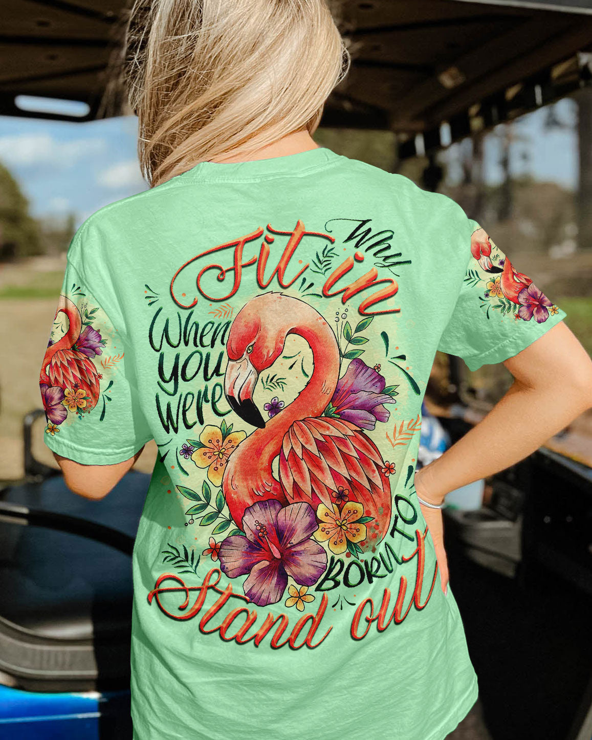 WHY FIT IN FLAMINGO ALL OVER PRINT - TLNO0906231