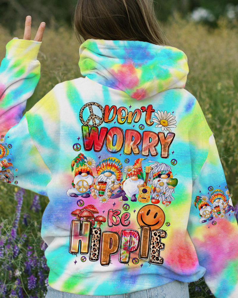 DON'T WORRY BE HIPPIE GNOME TIE DYE ALL OVER PRINT - TLNZ0809231