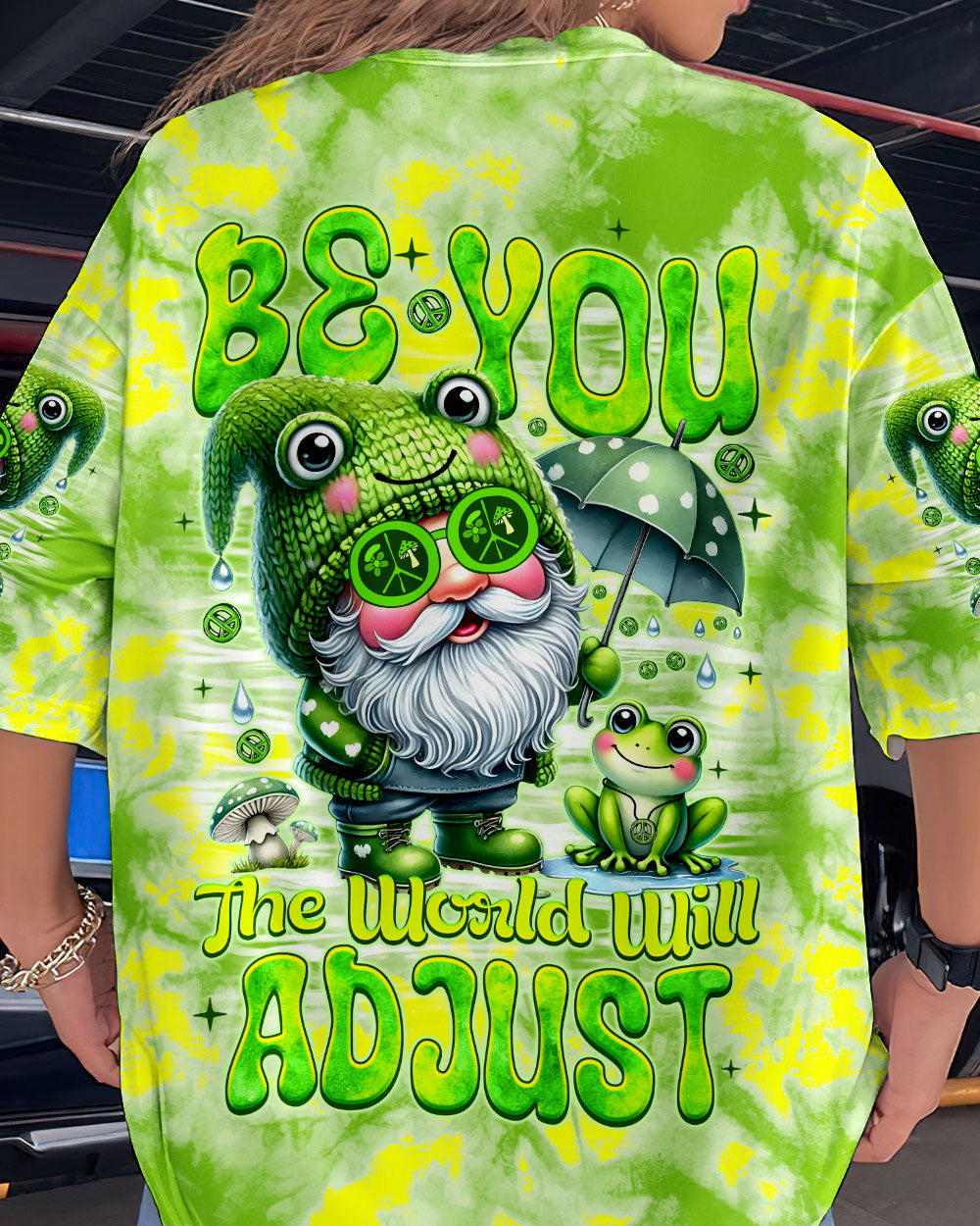 BE YOU THE WORLD WILL ADJUST GNOME FROG ALL OVER PRINT - TYTM0107243