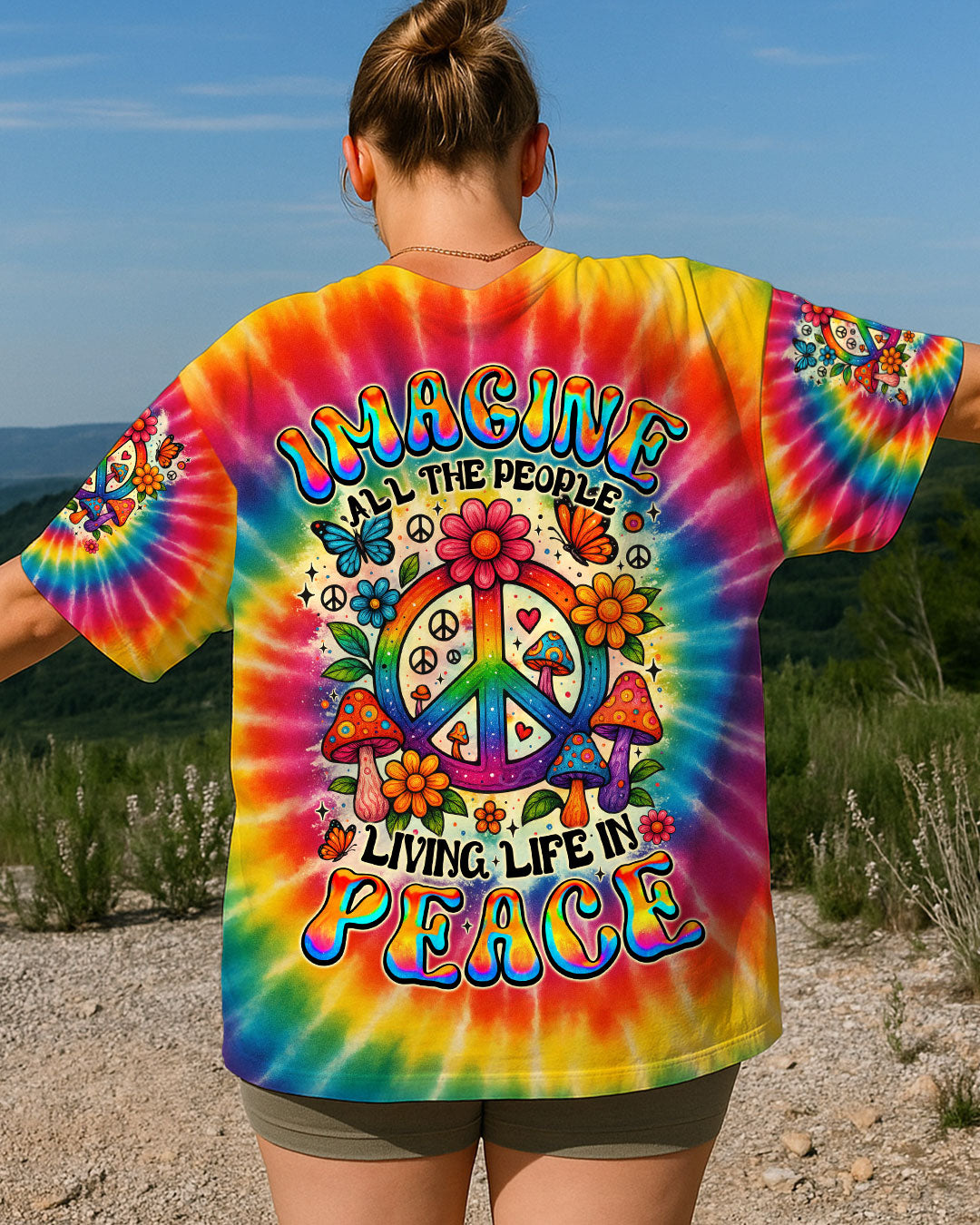 IMAGINE ALL THE PEOPLE LIVING LIFE IN PEACE TIE DYE ALL OVER PRINT - TYTM2306252