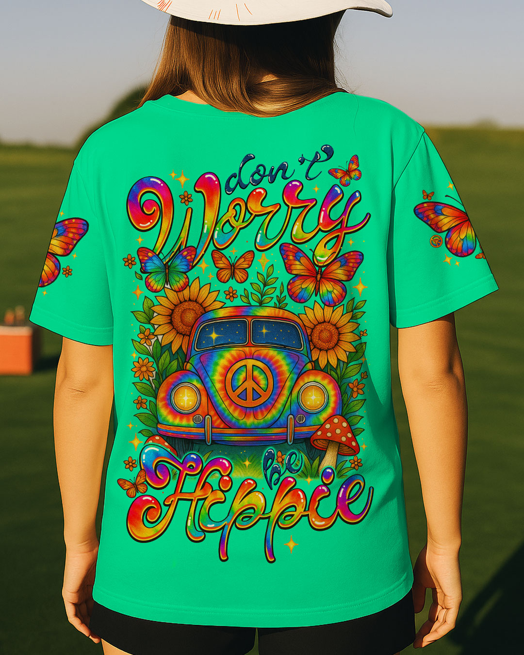 DON'T WORRY BE HIPPIE CAR TIE DYE ALL OVER PRINT - TYTM1106252