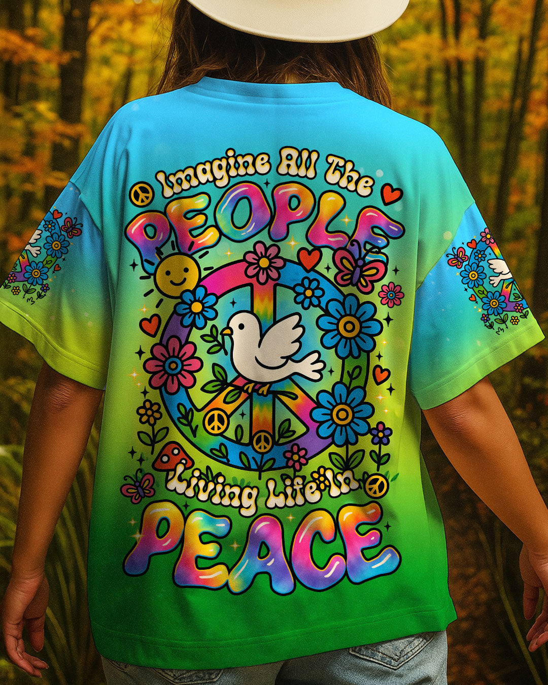 IMAGINE ALL THE PEOPLE LIVING LIFE IN PEACE TIE DYE ALL OVER PRINT - TYTM1407251