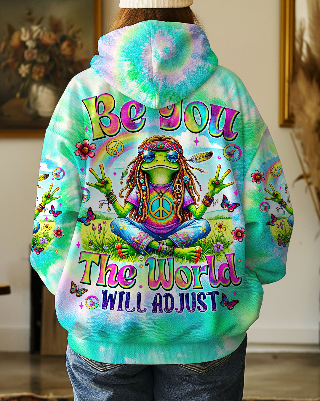 BE YOU THE WORLD WILL ADJUST FROG TIE DYE ALL OVER PRINT - TYTM0403252