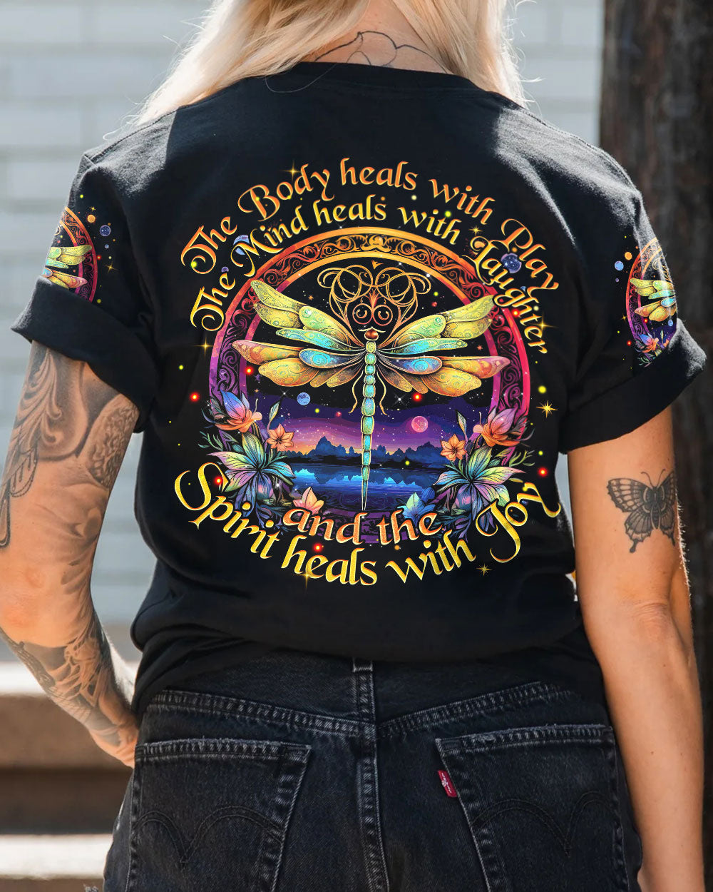 SPIRIT HEALS WITH JOY DRAGONFLY ALL OVER PRINT - TYTM1107231