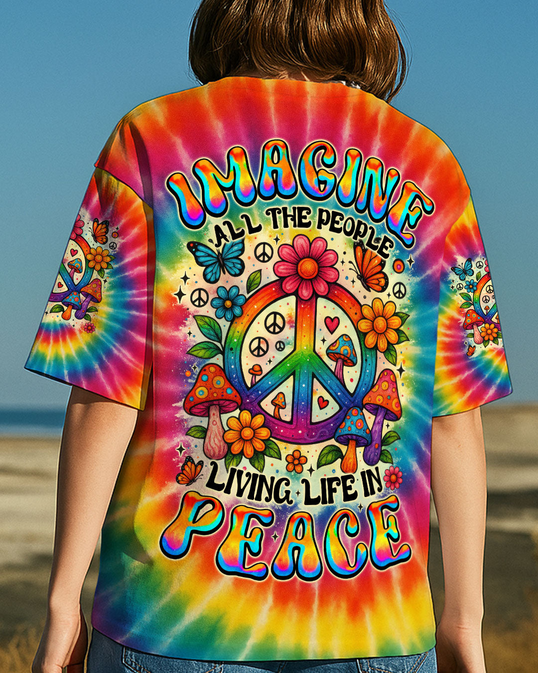 IMAGINE ALL THE PEOPLE LIVING LIFE IN PEACE TIE DYE ALL OVER PRINT - TYTM2306252