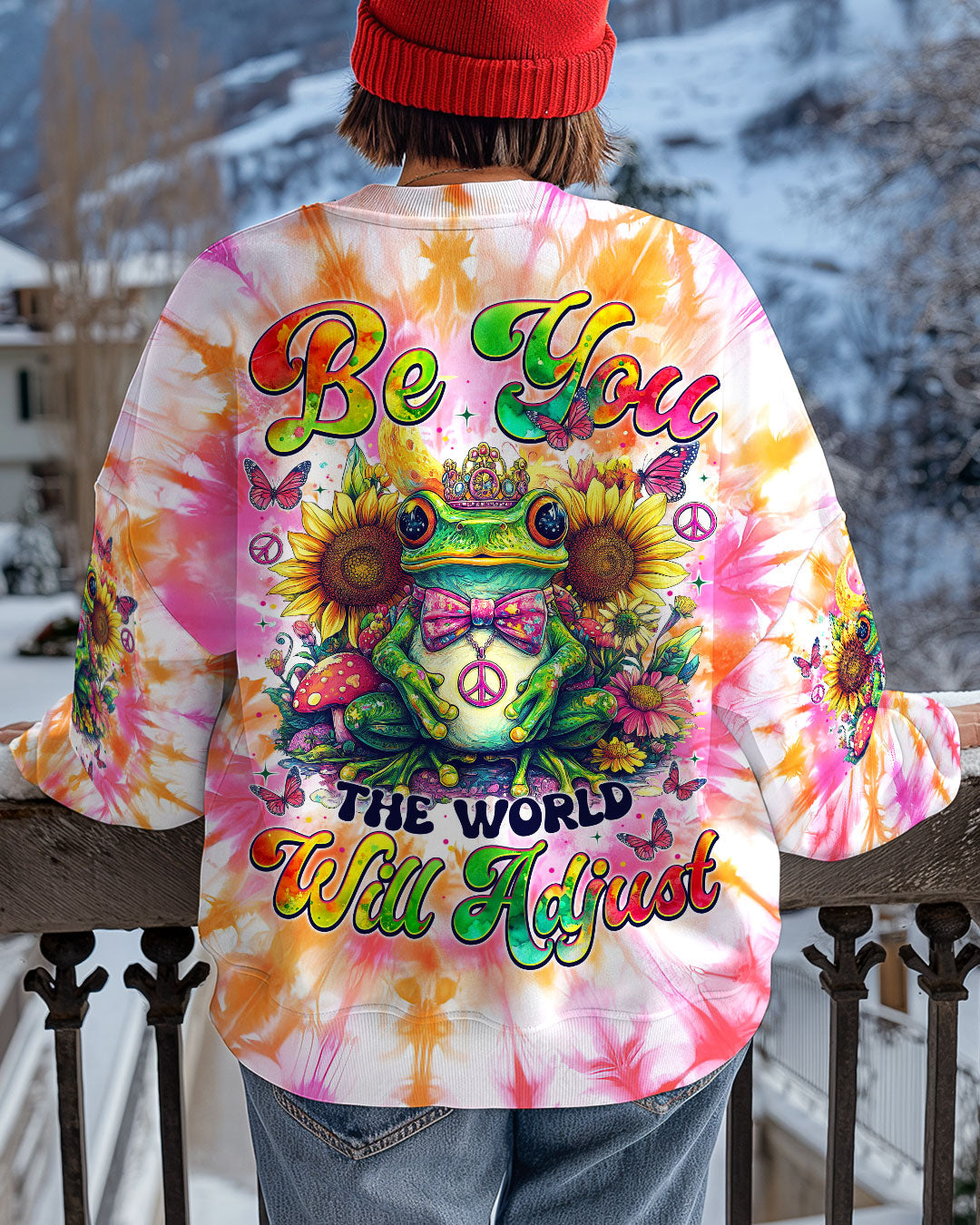 BE YOU THE WORLD WILL ADJUST FROG TIE DYE ALL OVER PRINT - TYTM0401251