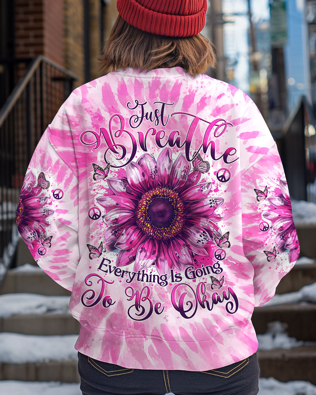 JUST BREATHE SUNFLOWER TIE DYE ALL OVER PRINT - TYTM0401254