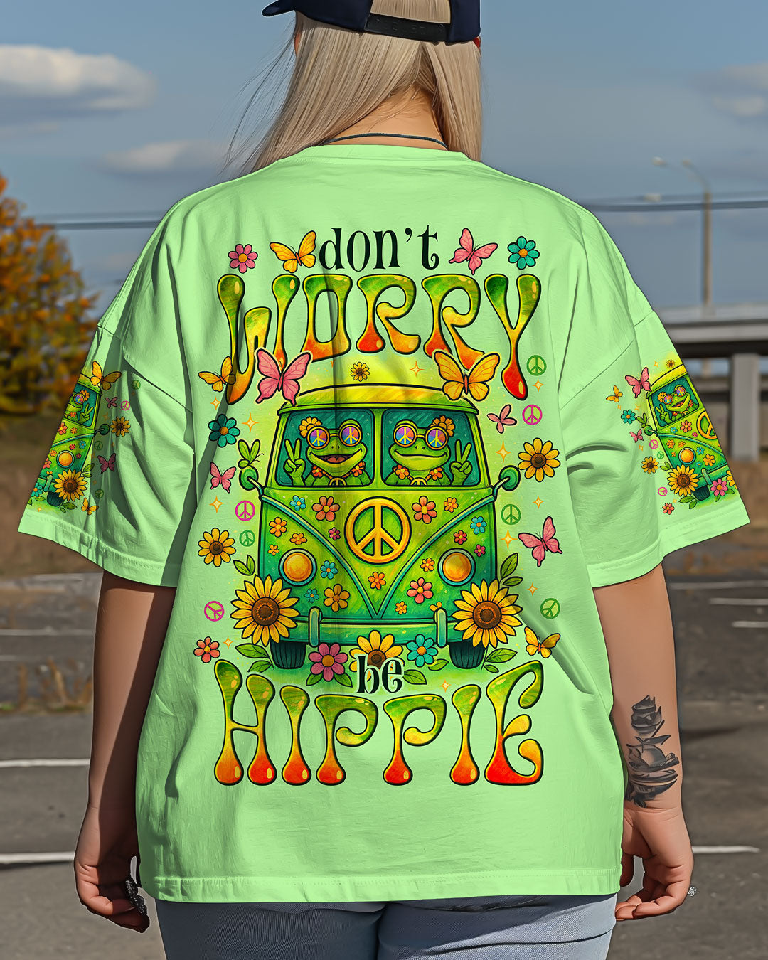 DON'T WORRY BE HIPPIE FROG ALL OVER PRINT - TYTM0304251