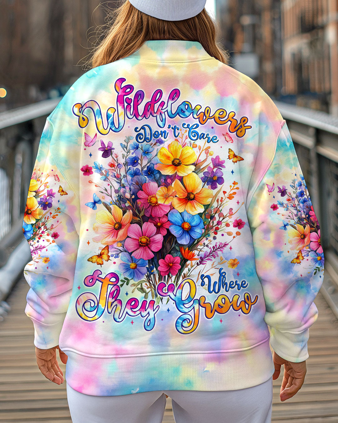 WILDFLOWERS DON'T CARE WHERE THEY GROW TIE DYE ALL OVER PRINT - TYTM2402251