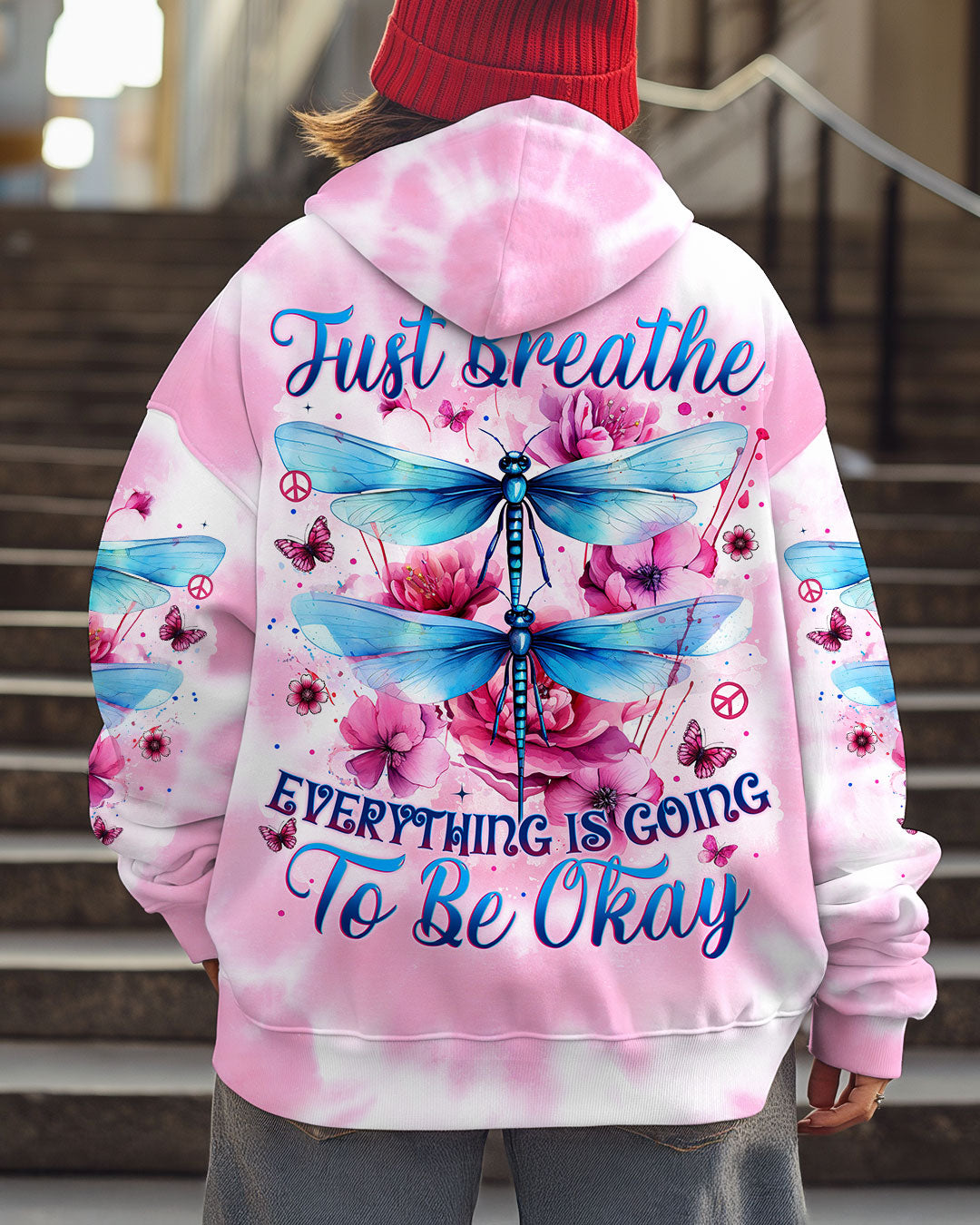 JUST BREATHE DRAGONFLY TIE DYE ALL OVER PRINT - TYTM1102253