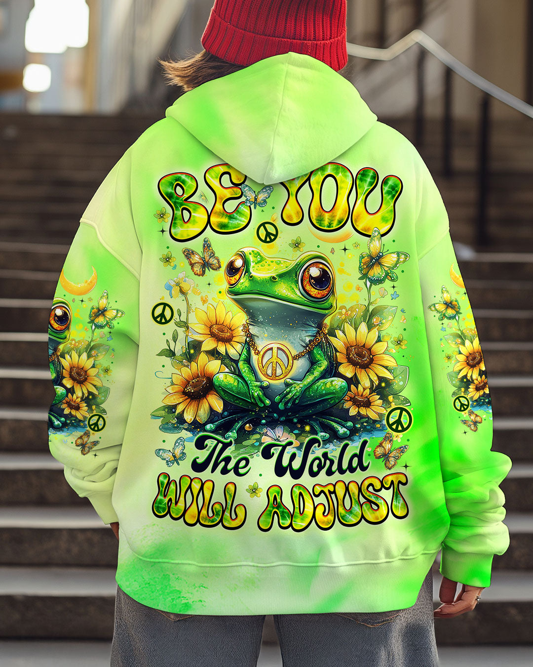 BE YOU THE WORLD WILL ADJUST FROG ALL OVER PRINT - TYTM0901253