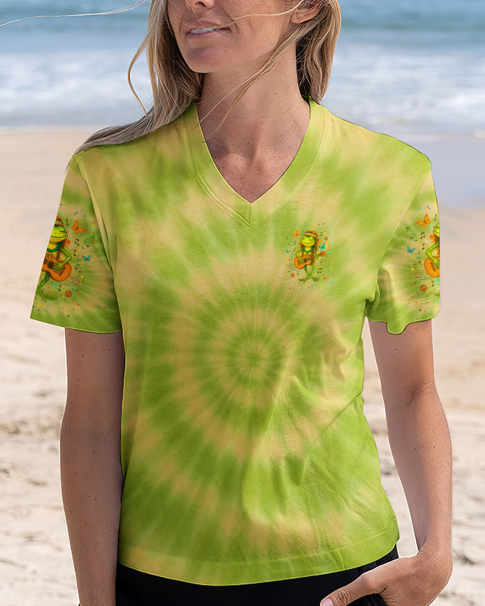 PEACE LOVE ROCK'N ROLL FROG ALL OVER PRINT - YHHG0905254