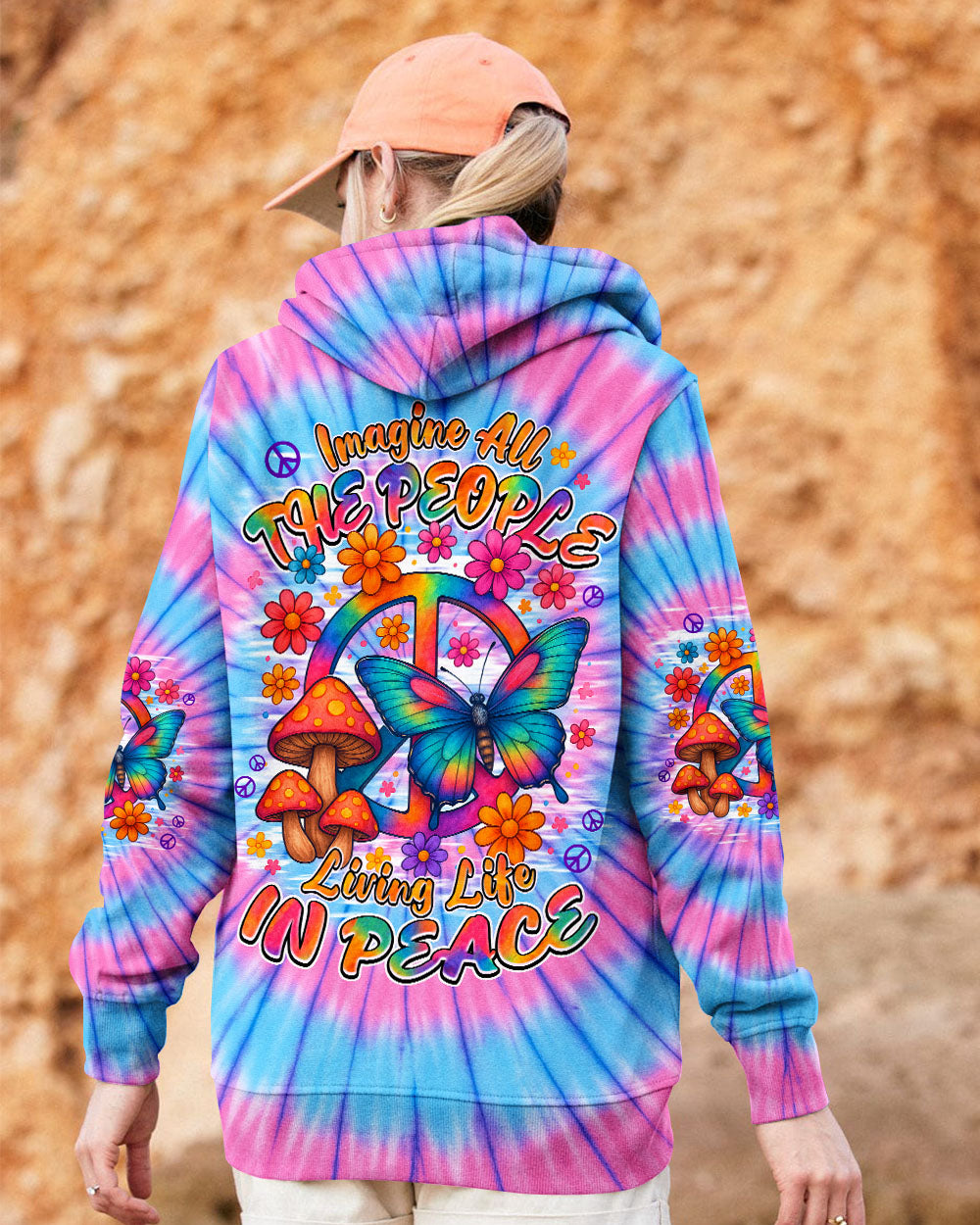 IMAGINE ALL THE PEOPLE LIVING LIFE IN PEACE TIE DYE ALL OVER PRINT - TYPQ1408251