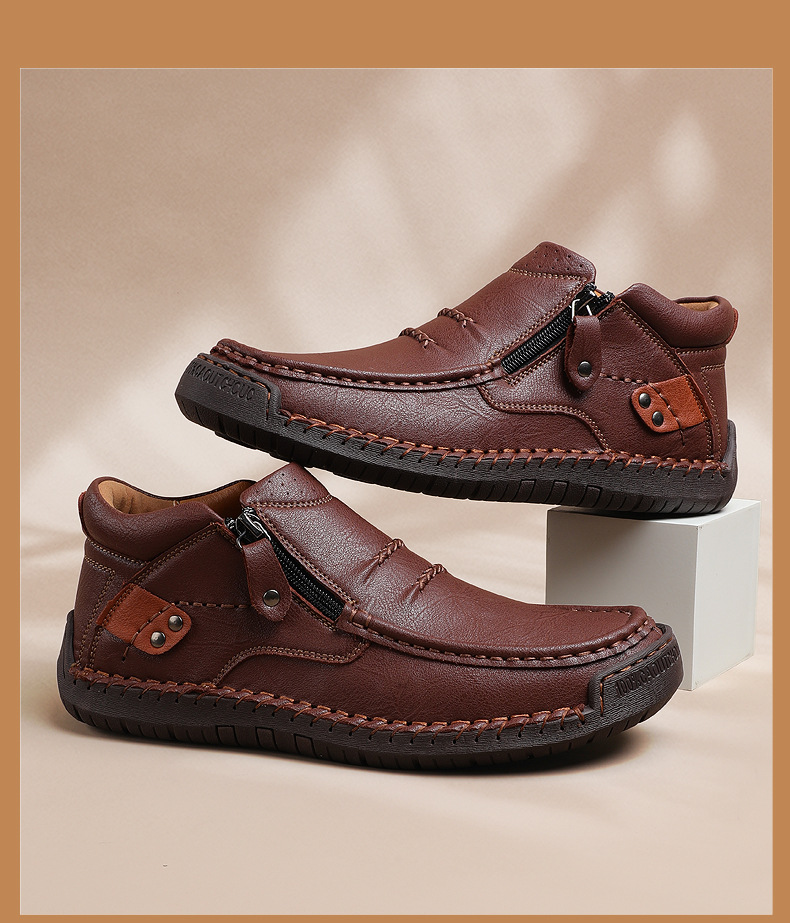 (🔥Lowest Price) Men's - Cowhide Slip-On Orthopedic walking Shoes – Waterproof, Non-Slip, Wide Toe Fit
