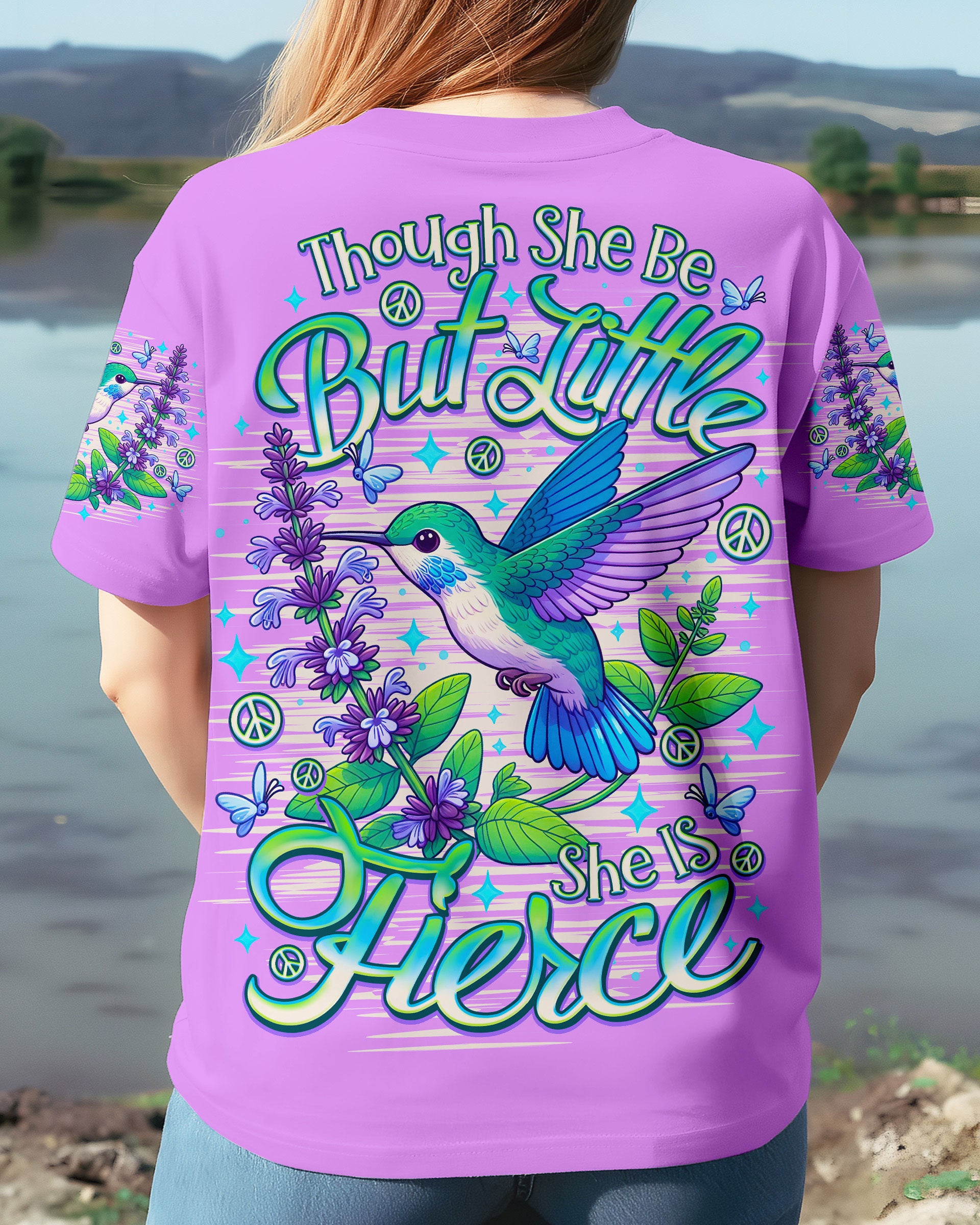 THOUGH SHE BE BUT LITTLE SHE IS FIERCE HUMMINGBIRD ALL OVER PRINT  - TLNO1809253