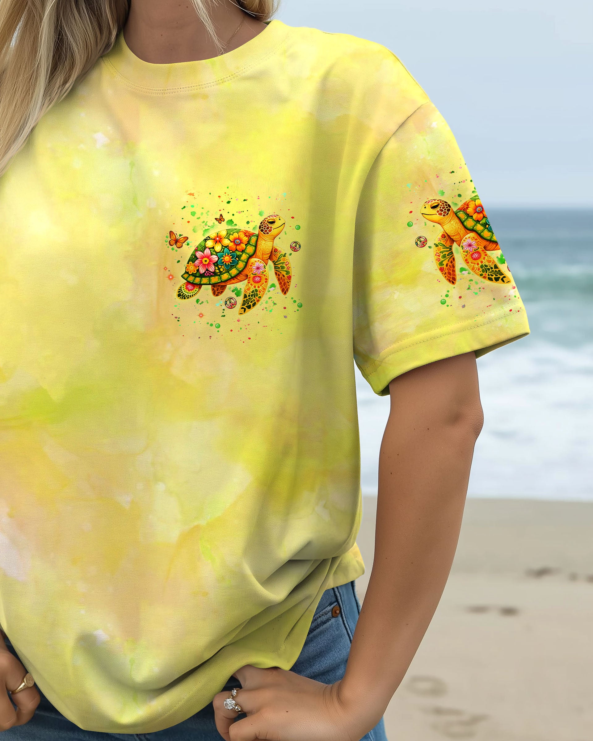 BE HAPPY IN YOUR OWN SHELL TURTLE ALL OVER PRINT - YHHG0610253