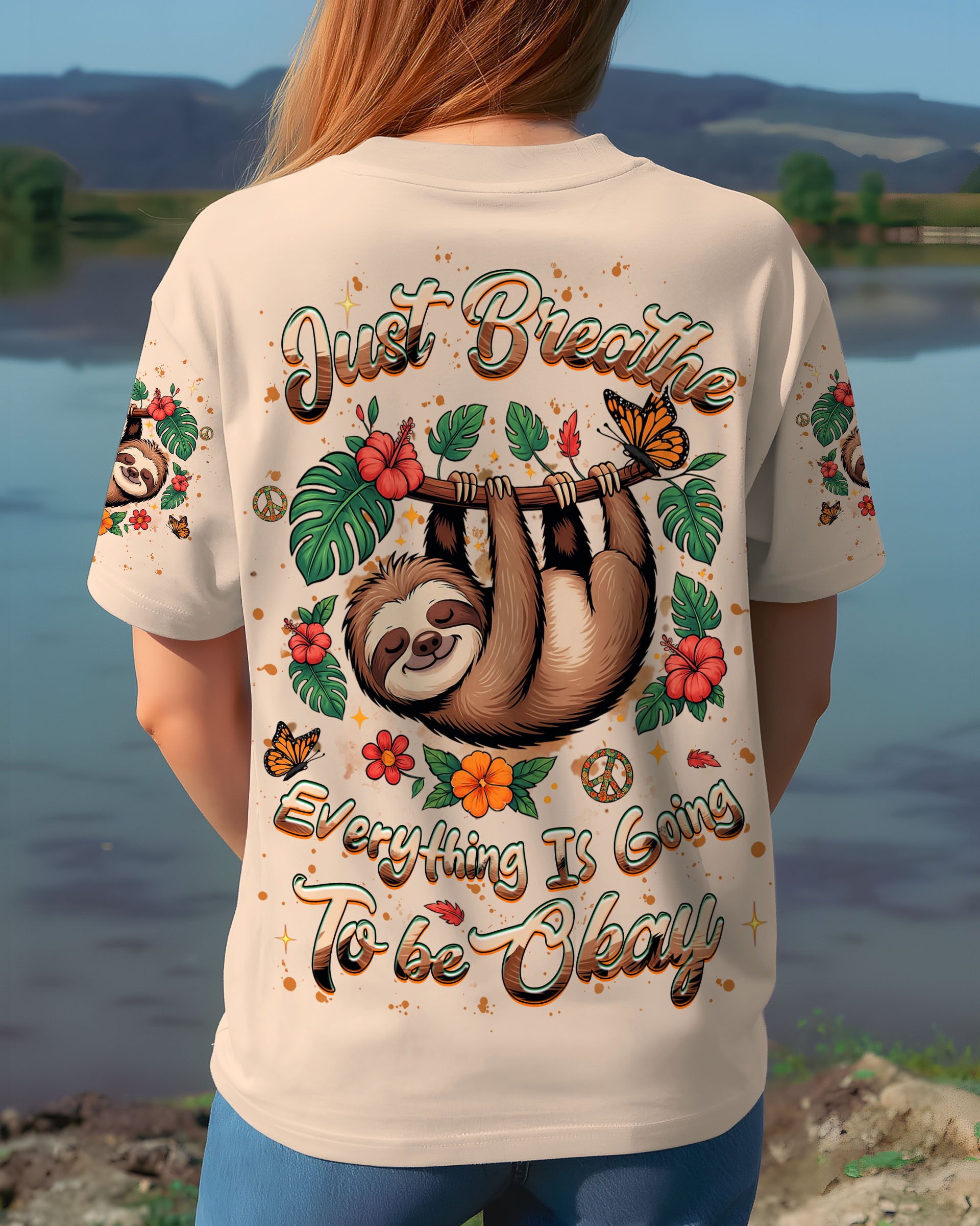 JUST BREATHE SLOTH ALL OVER PRINT - YHHG1509251