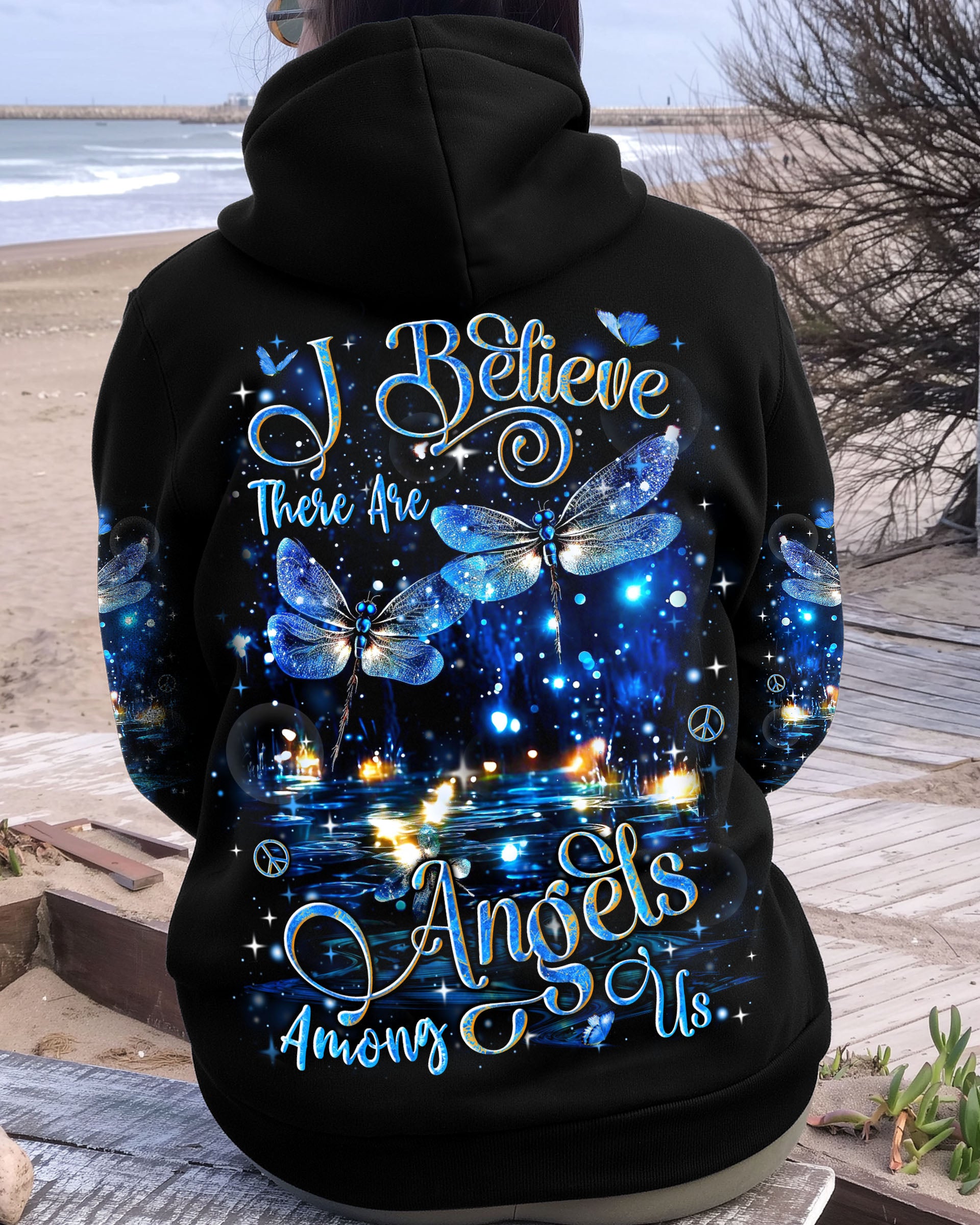 I BELIEVE THERE ARE ANGELS AMONG US DRAGONFLY ALL OVER PRINT - YHLN1809252