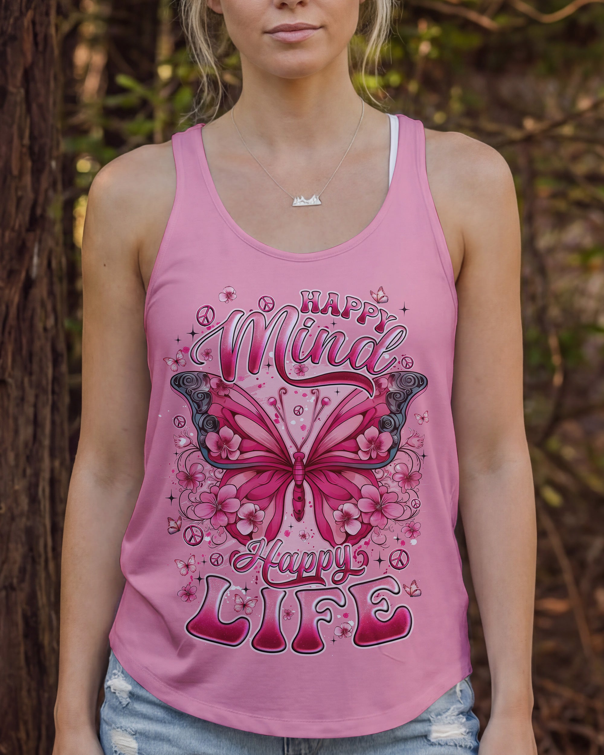 HAPPY MIND HAPPY LIFE BUTTERFLY ALL OVER PRINT - TYQY2602261
