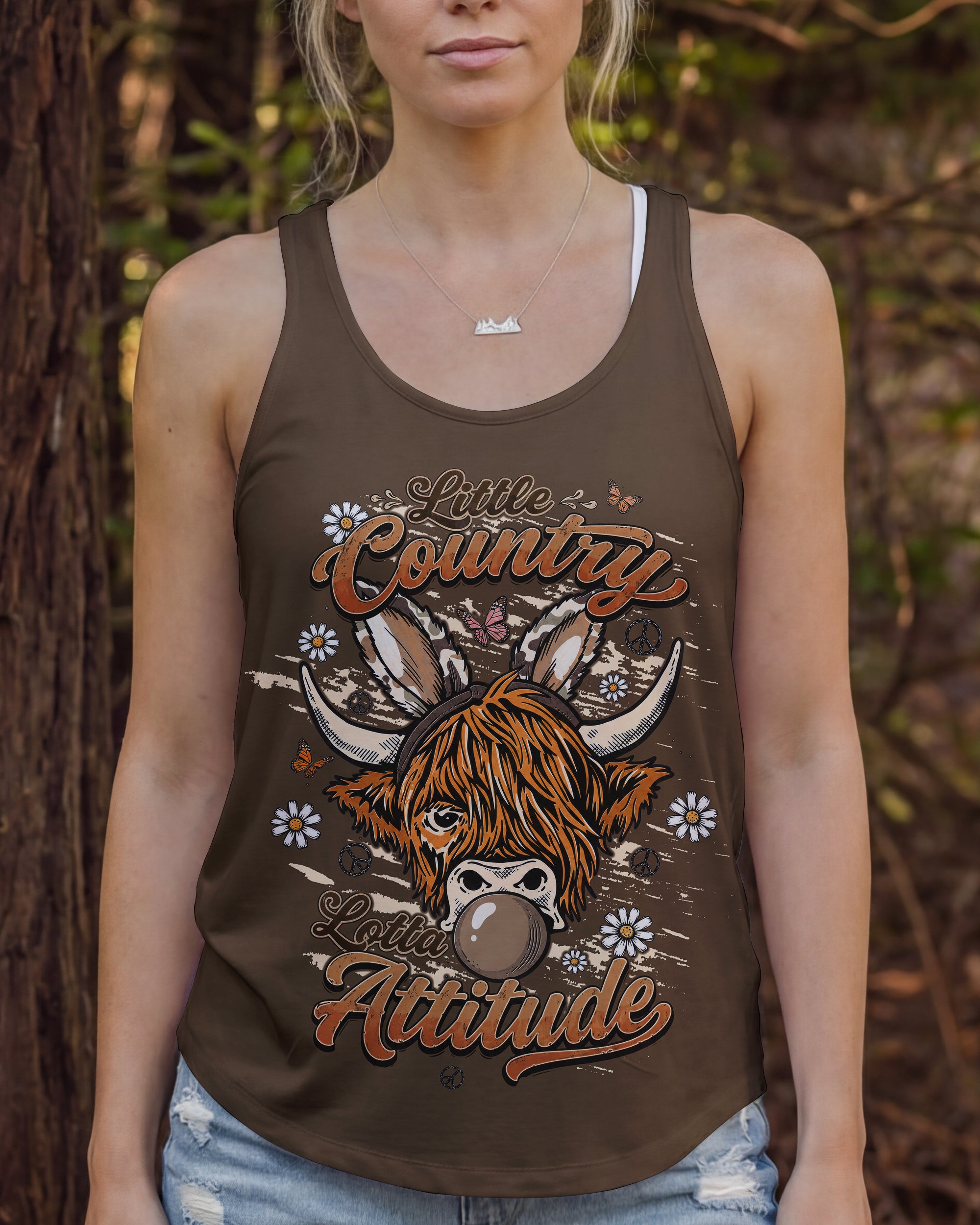LITTLE COUNTRY LOTTA ATTITUDE COW ALL OVER PRINT  - TLTW1106262