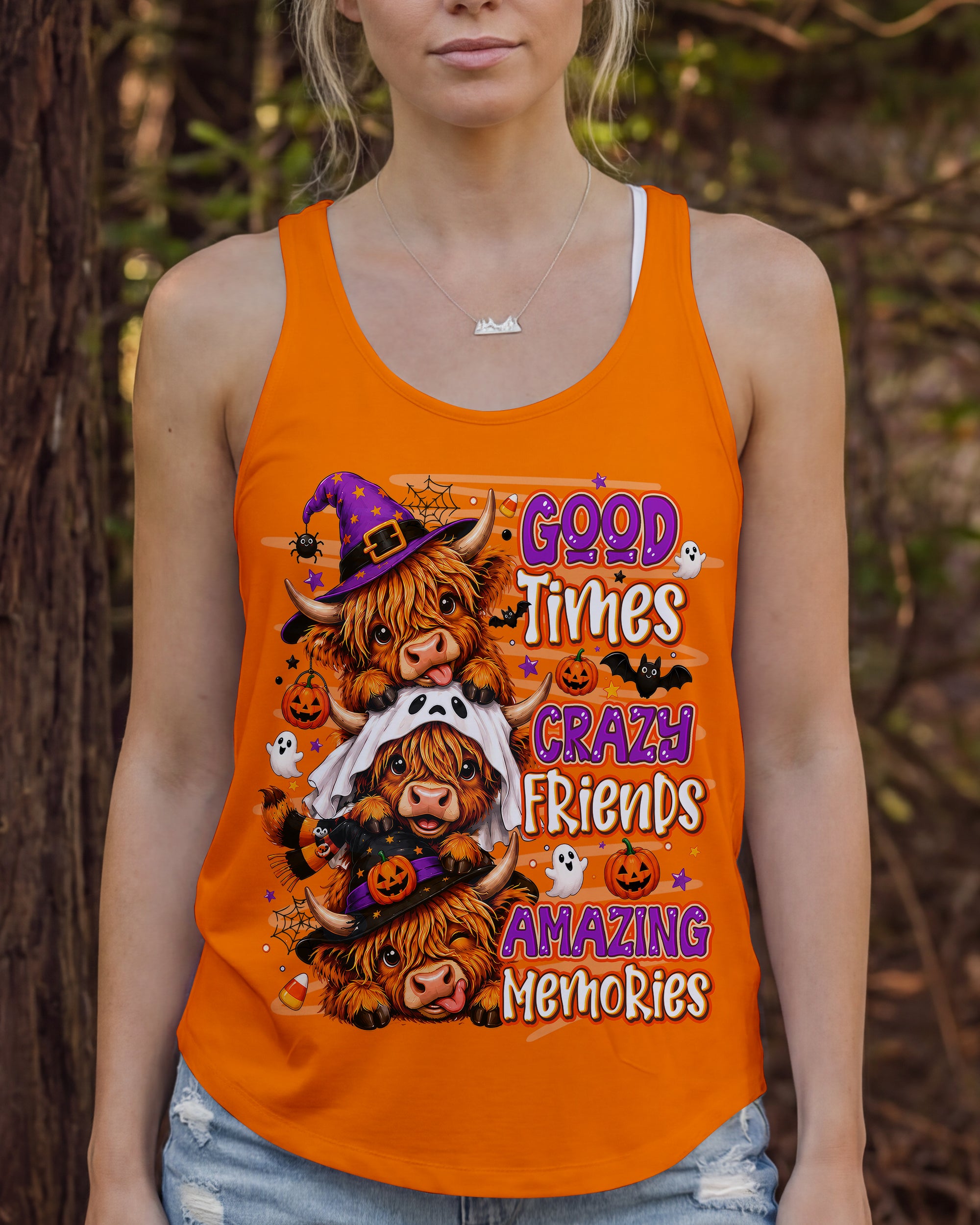 GOOD TIMES CRAZY FRIEND HIGHLAND COW HALLOWEEN ALL OVER PRINT - TLNO2307263