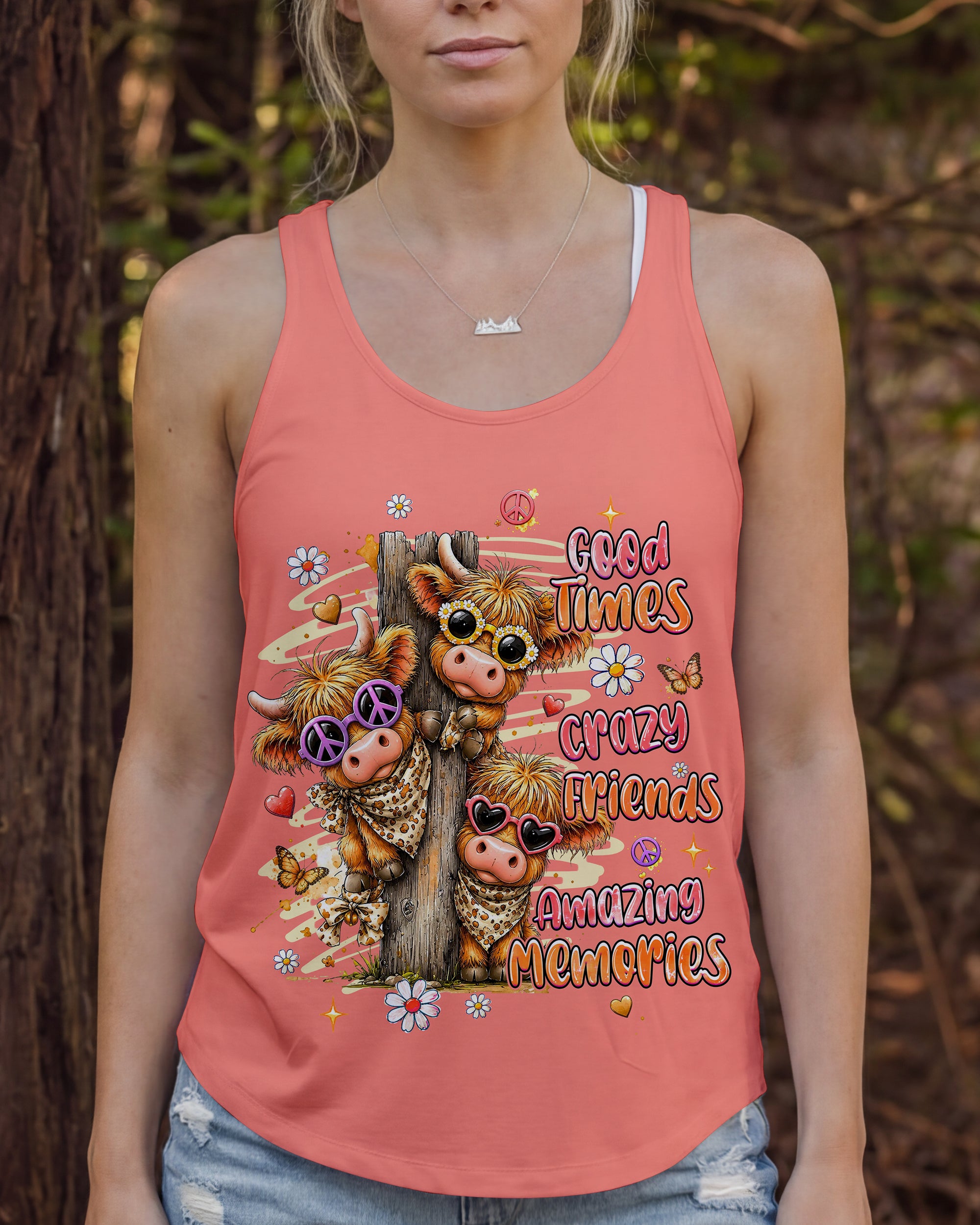 GOOD TIMES CRAZY FRIENDS HIGHLAND COW ALL OVER PRINT - TLHG0807261
