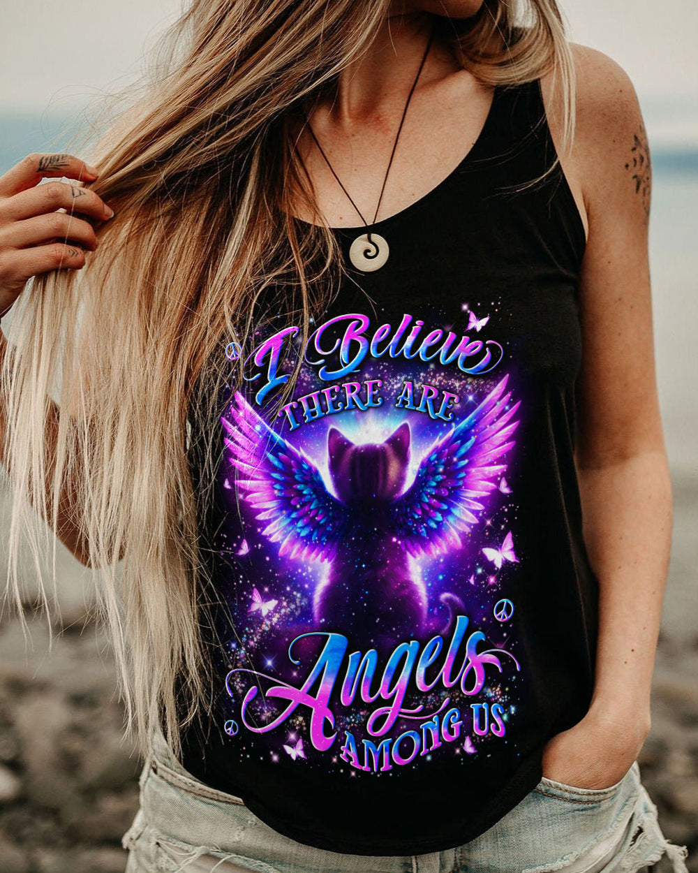 I BELIEVE THERE ARE ANGELS AMONG US CAT ALL OVER PRINT - YHLN0202261