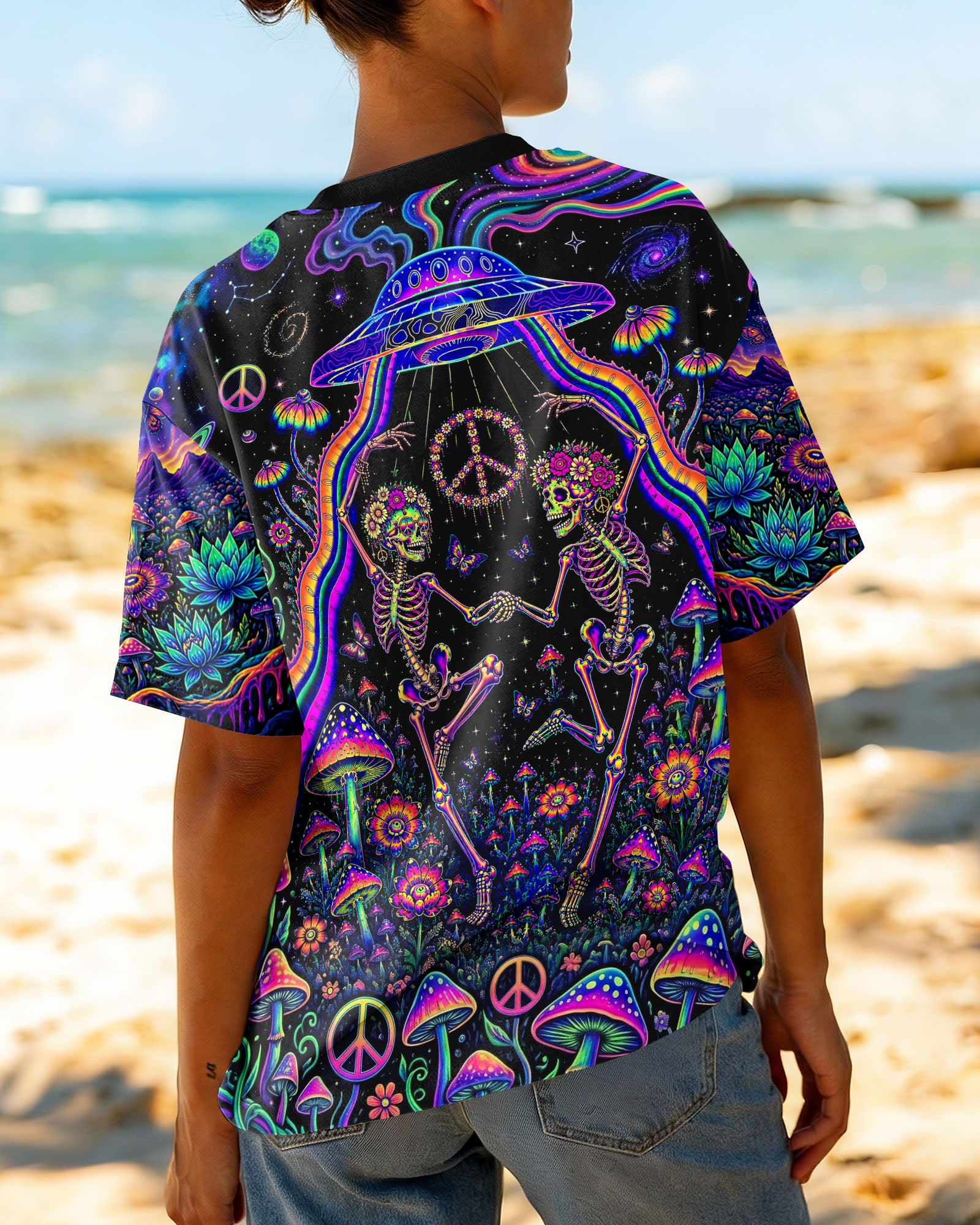 COSMIC UFO HIPPIE SKULL MUSHROOM ALL OVER PRINT - RI1205261