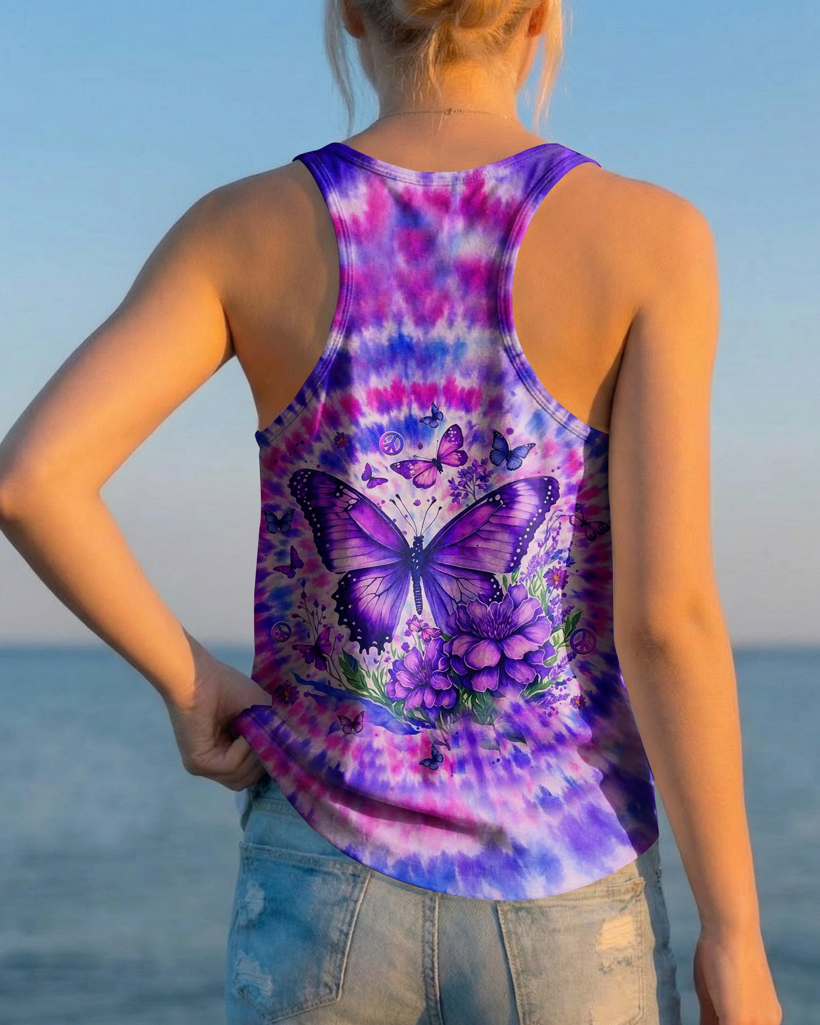 JUST BREATHE BUTTERFLY PURPLE SWIRL ALL OVER PRINT  - TLHN1203263