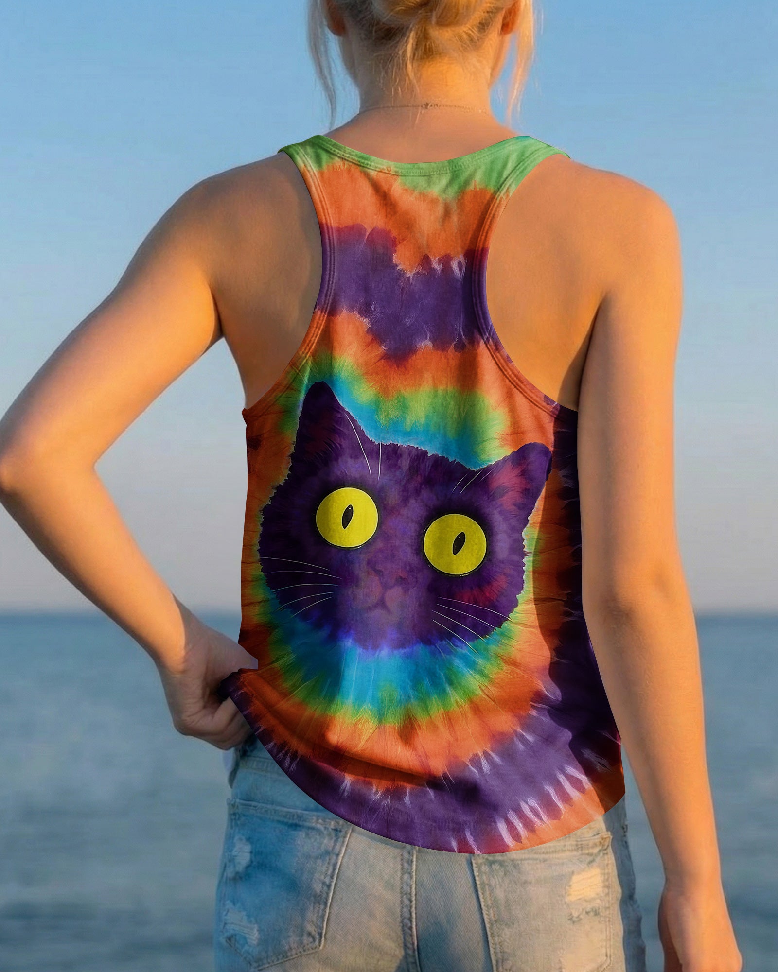 I'M NOT SHORT CAT COLORFUL SWIRL ALL OVER PRINT  - TLNO2403261