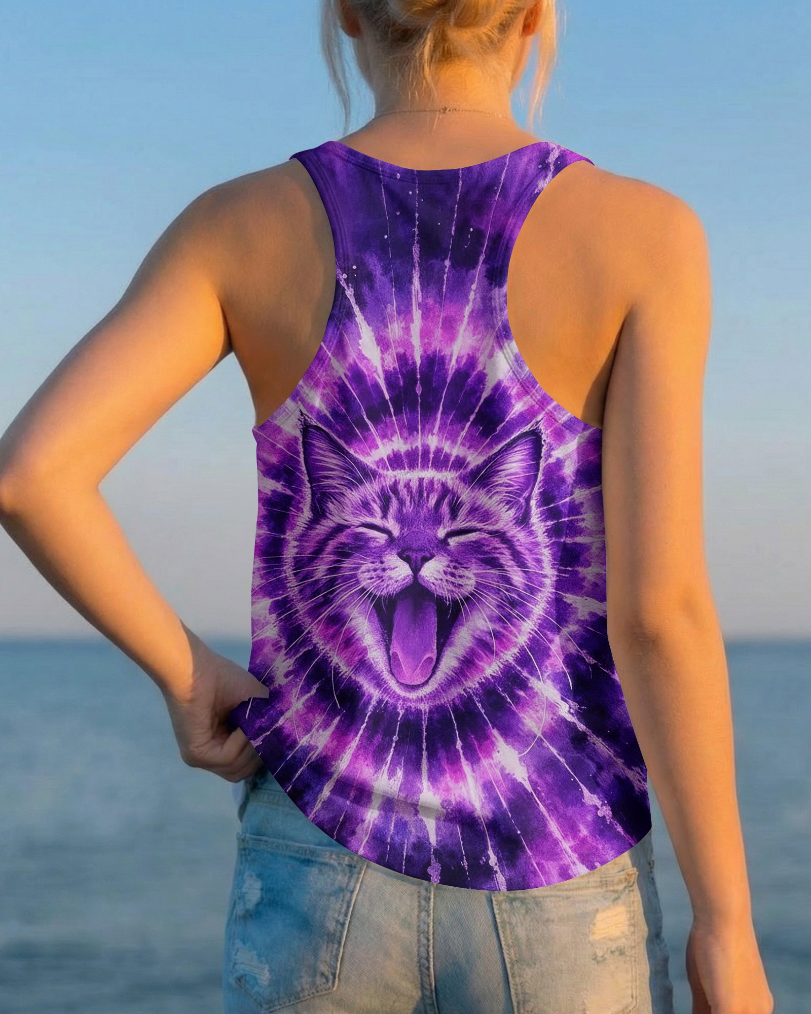 CAT PURPLE SWIRL ALL OVER PRINT - TLHN1003263