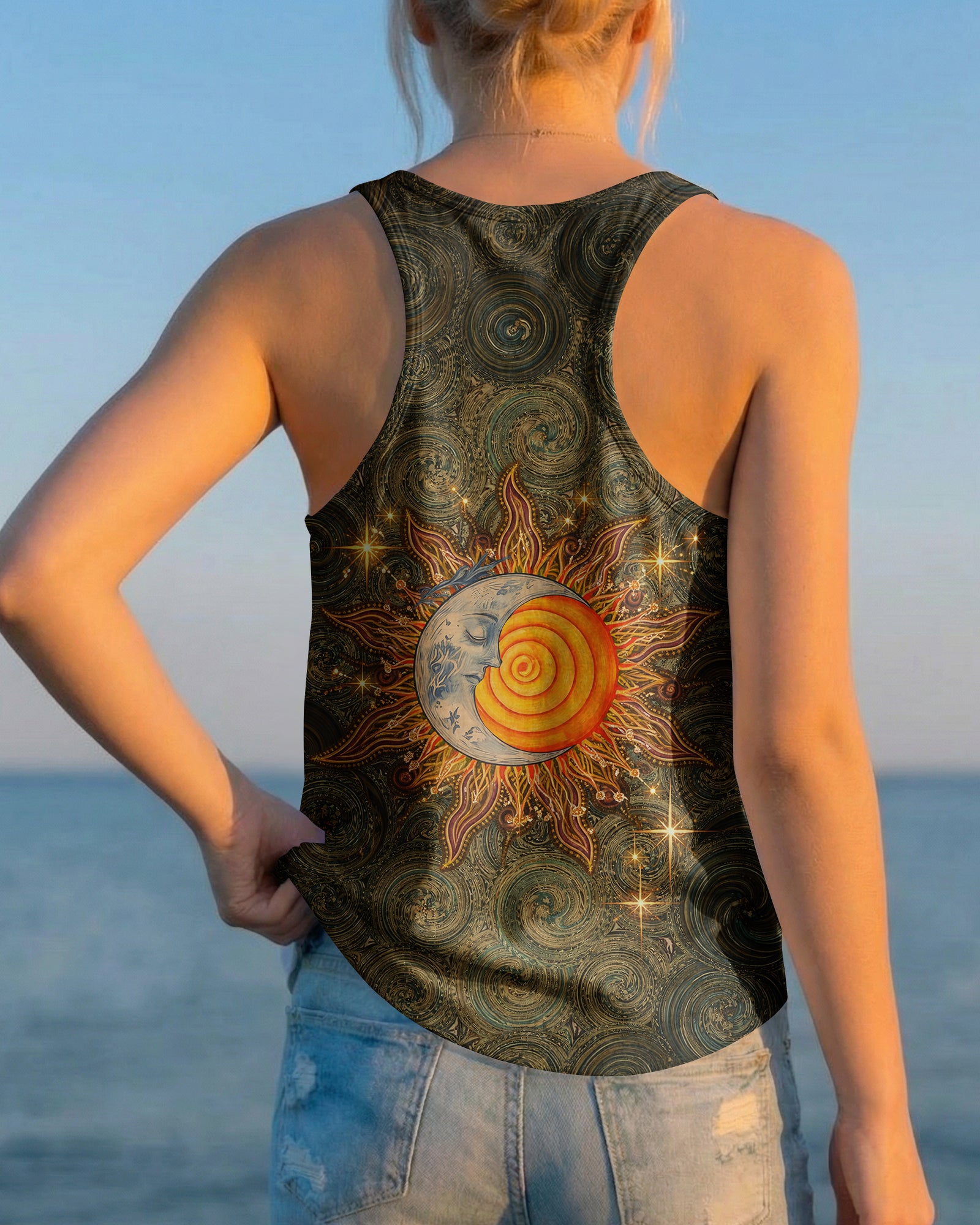 BOHO HIPPIE SUN AND MOON ALL OVER PRINT  - TLNO2003261