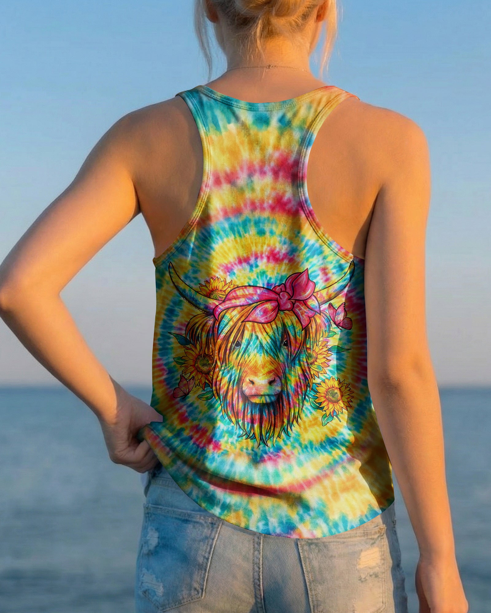 JUST A LITTLE MOODY COW HIPPIE SWIRL ALL OVER PRINT  - TLHG2003262