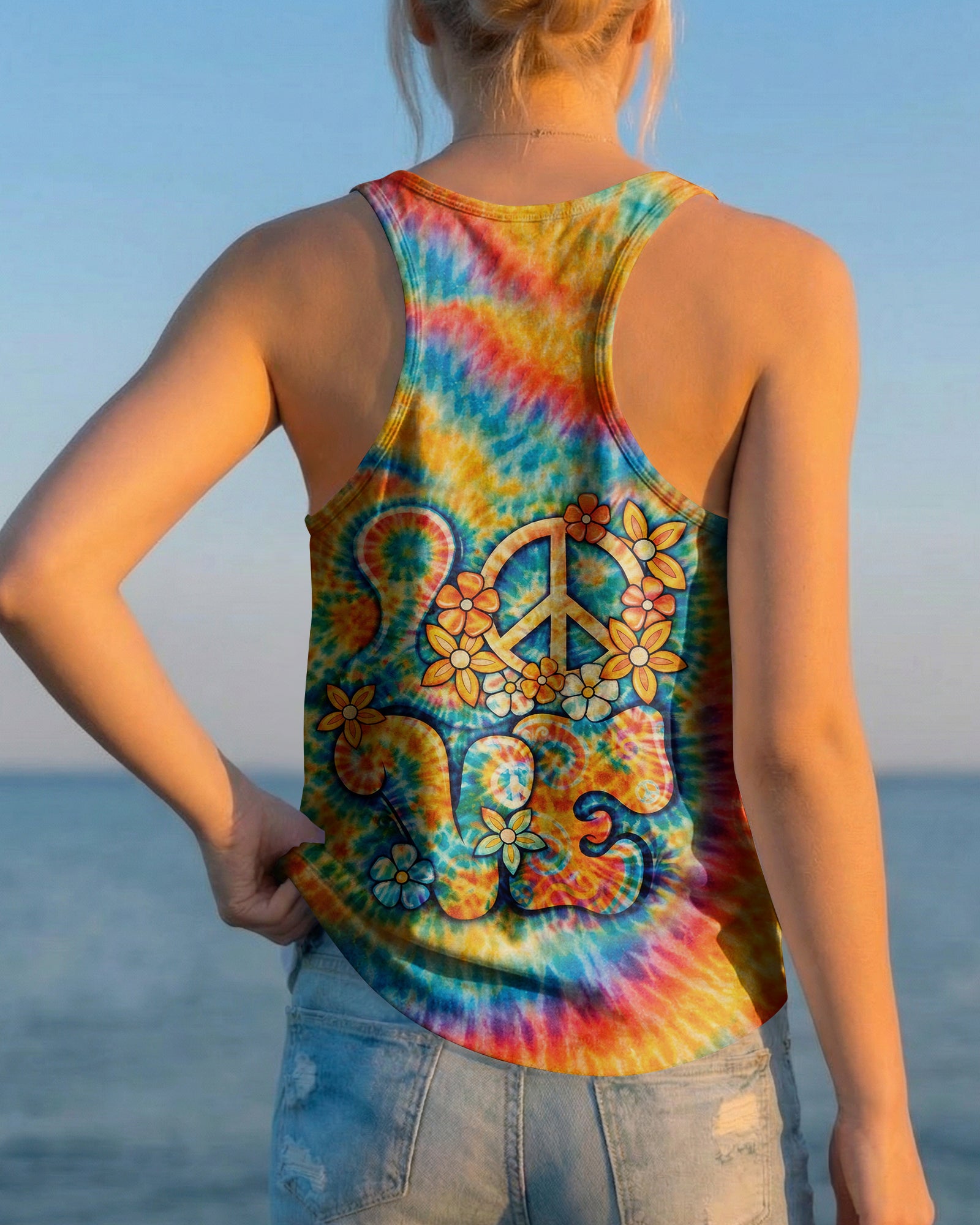 LOVE PEACE SYMBOL SWIRL ALL OVER PRINT - TLHN2303261