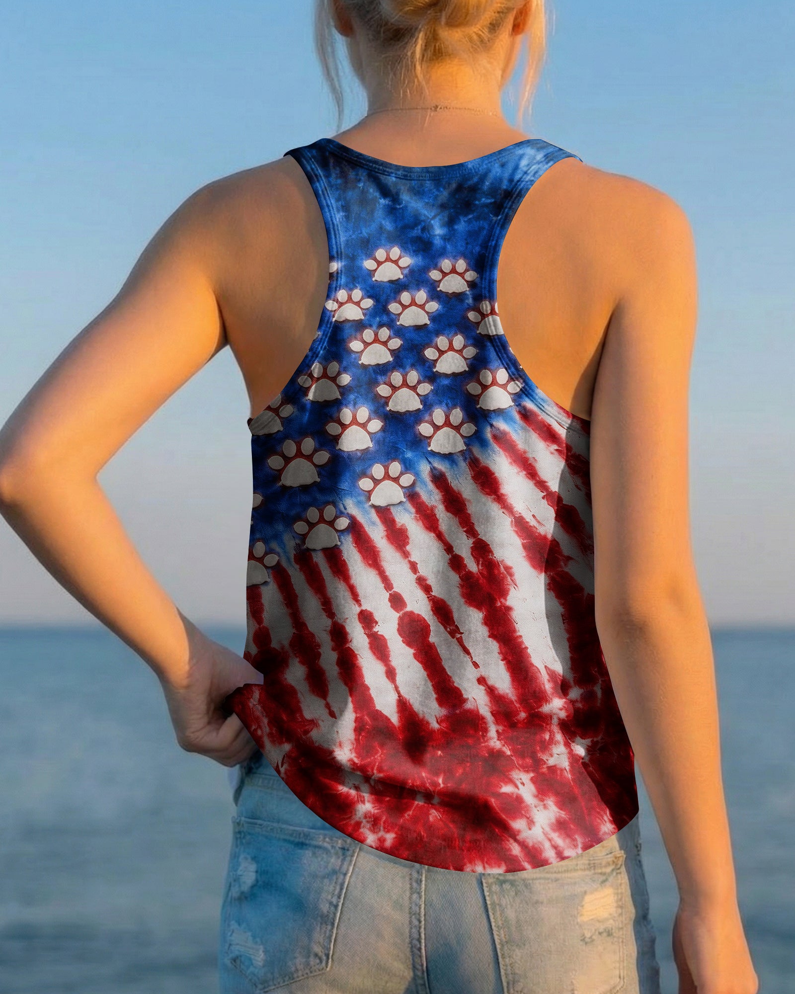 PAW PRINT RED WHITE & BLUE ALL OVER PRINT  - TLHG1803263
