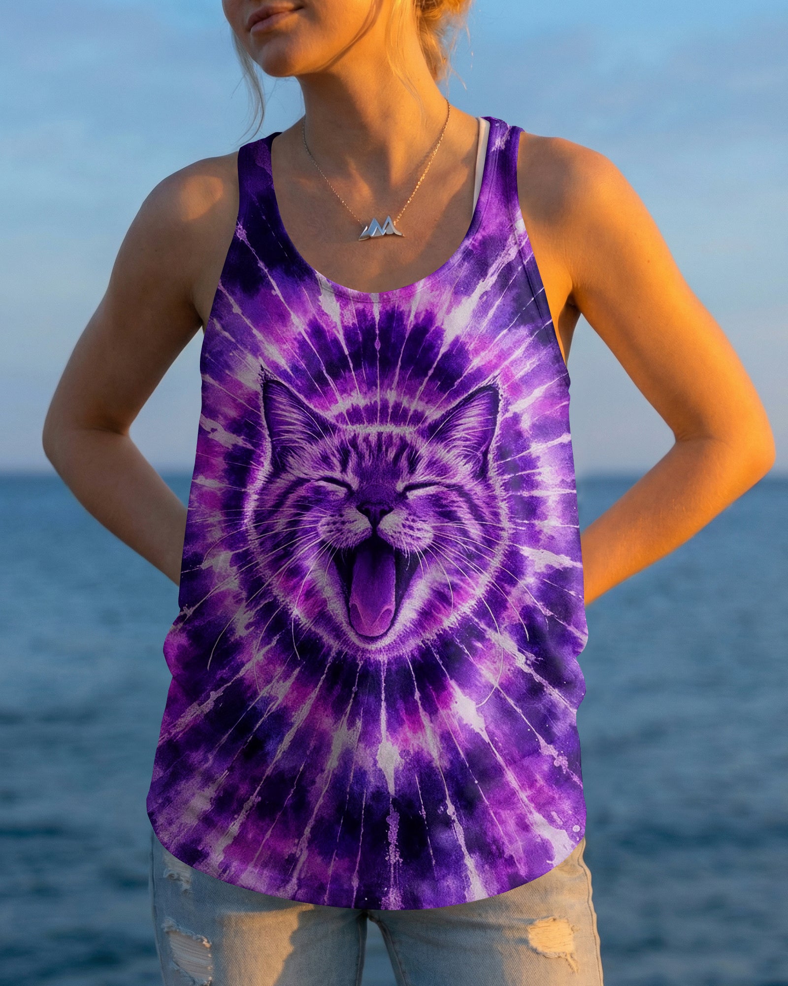 CAT PURPLE SWIRL ALL OVER PRINT - TLHN1003263
