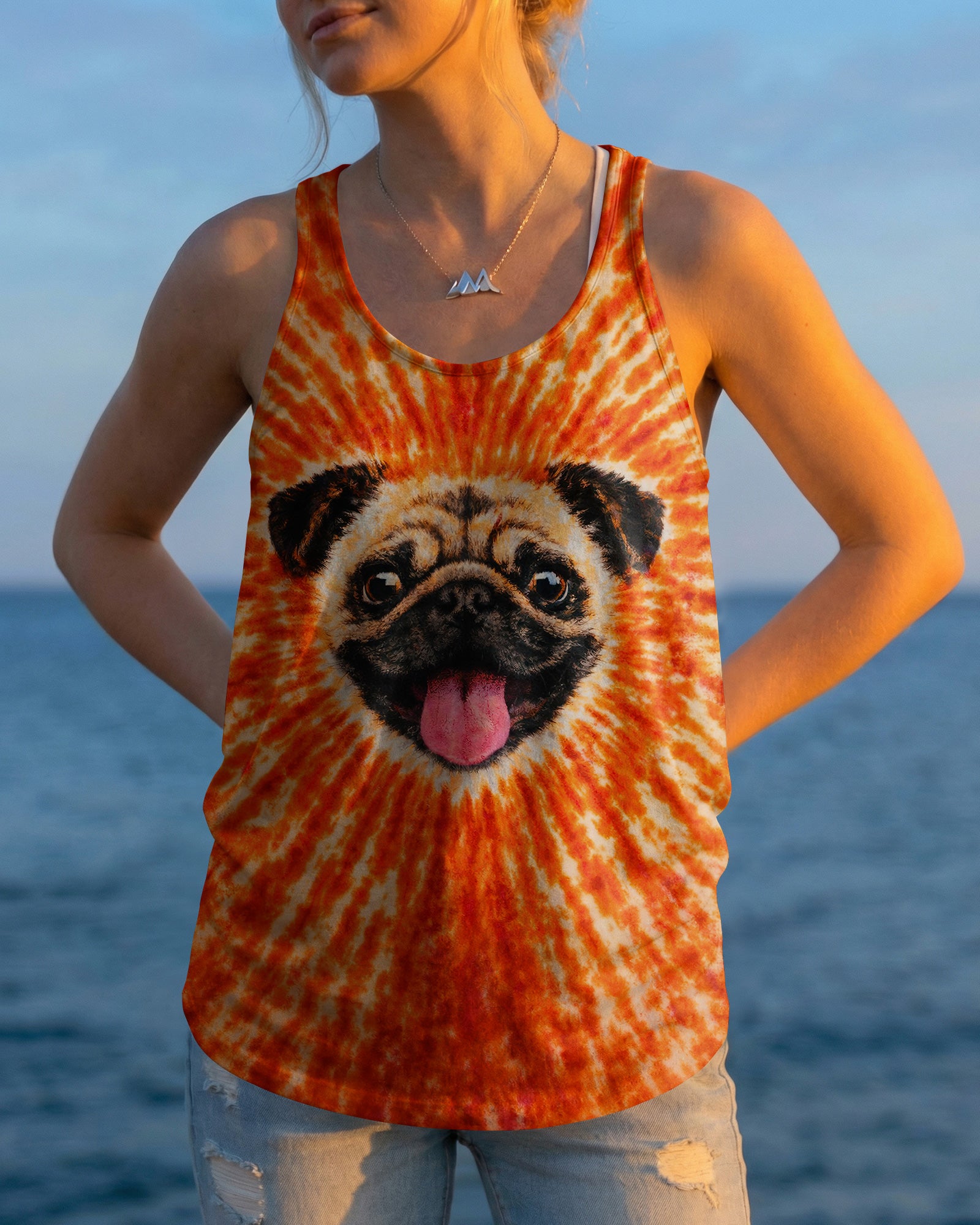 PUG DOG ORANGE SWIRL ALL OVER PRINT - TLNT0202261