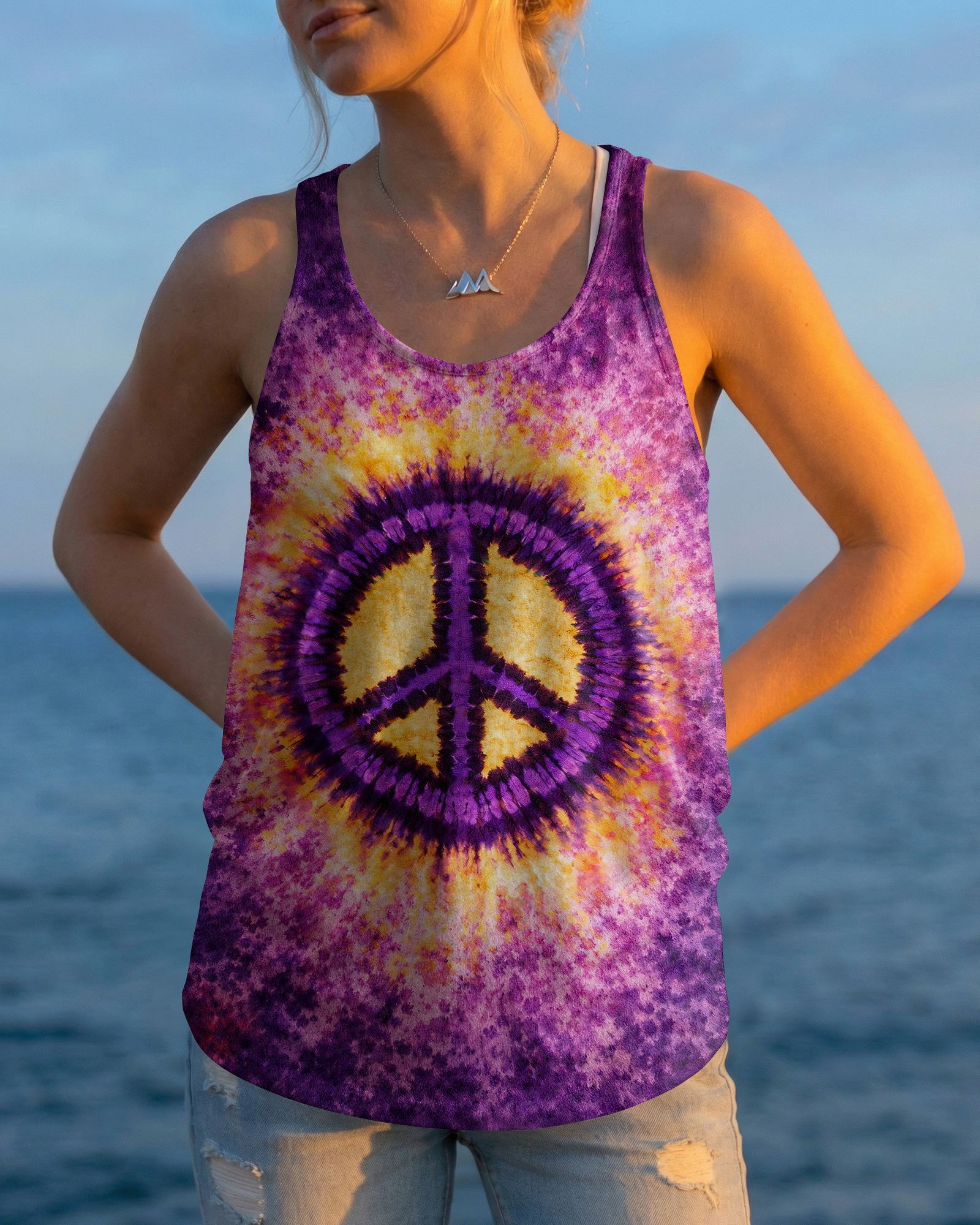 PEACE PAW PRINT PURPLE YELLOW SWIRL ALL OVER PRINT - TLHG3103263