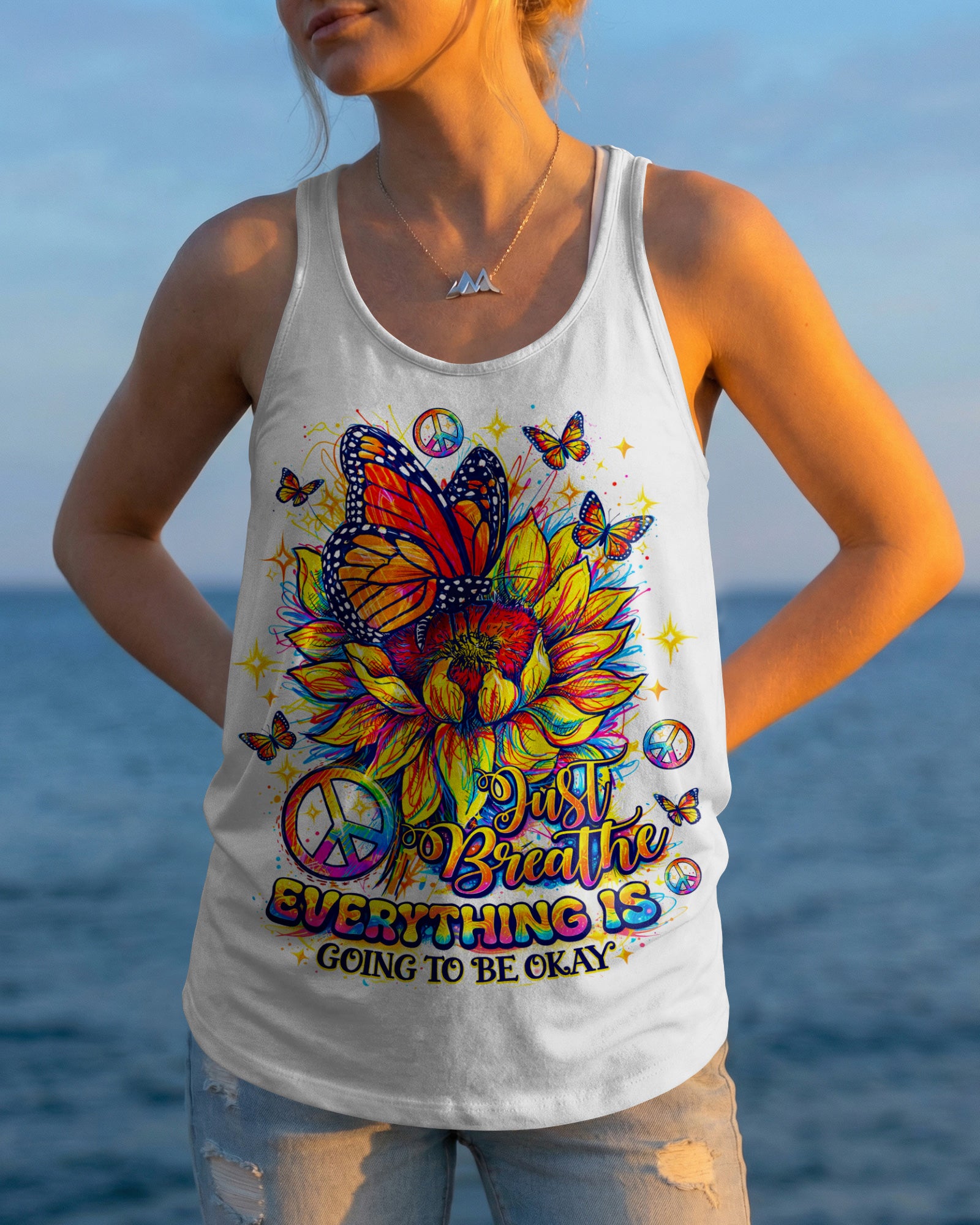 JUST BREATHE BUTTERFLY SUNFLOWER ALL OVER PRINT - TLNO270261