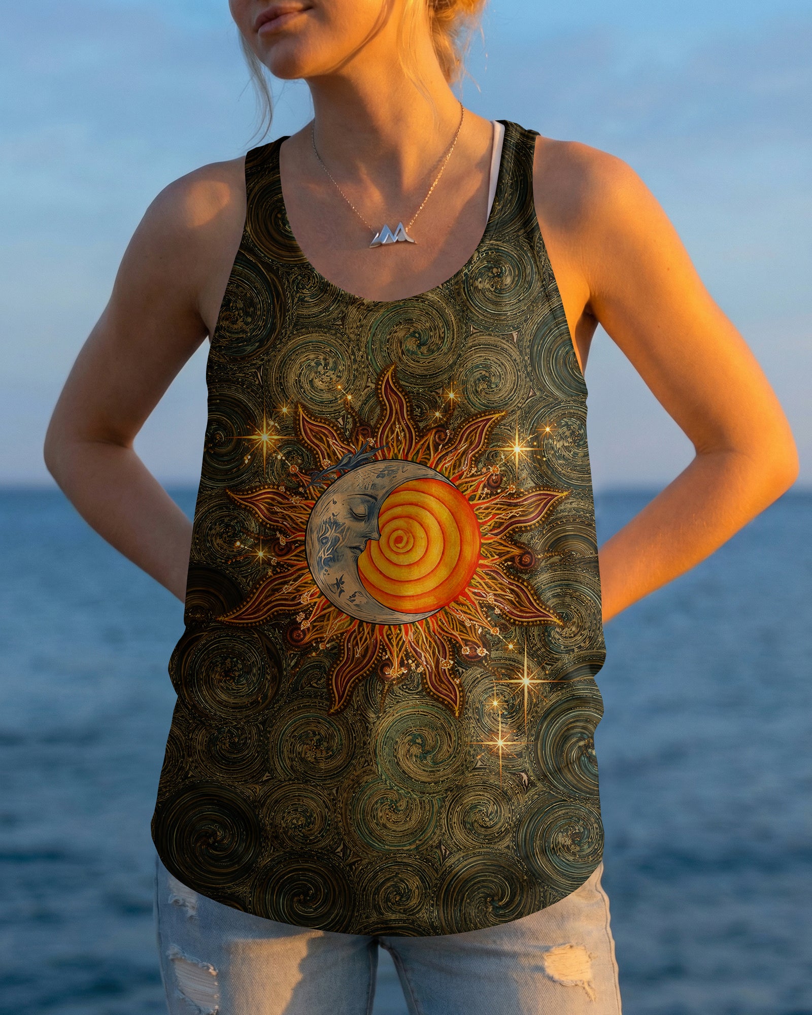 BOHO HIPPIE SUN AND MOON ALL OVER PRINT  - TLNO2003261