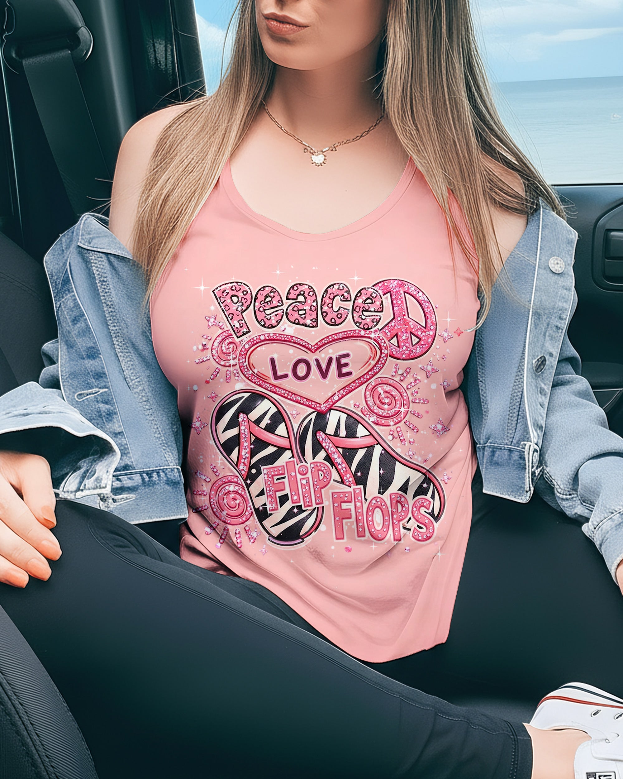 PEACE LOVE FLIP FLOPS ALL OVER PRINT - TLHN0603261