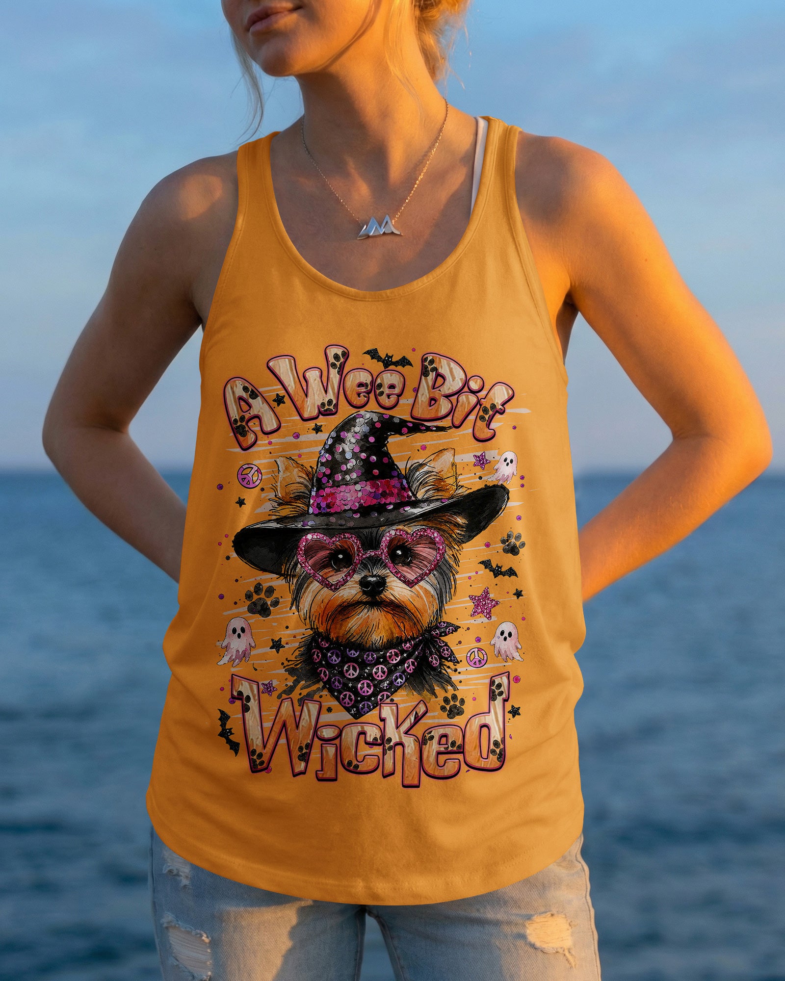 A WEE BIT WICKED YORKIE DOG HALLOWEEN ALL OVER PRINT - TLHN1707262