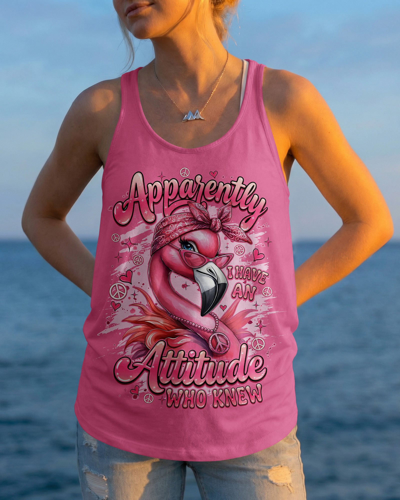 APPARENTLY I HAVE AN ATTITUDE WHO KNEW FLAMINGO ALL OVER PRINT - TYQY1804261