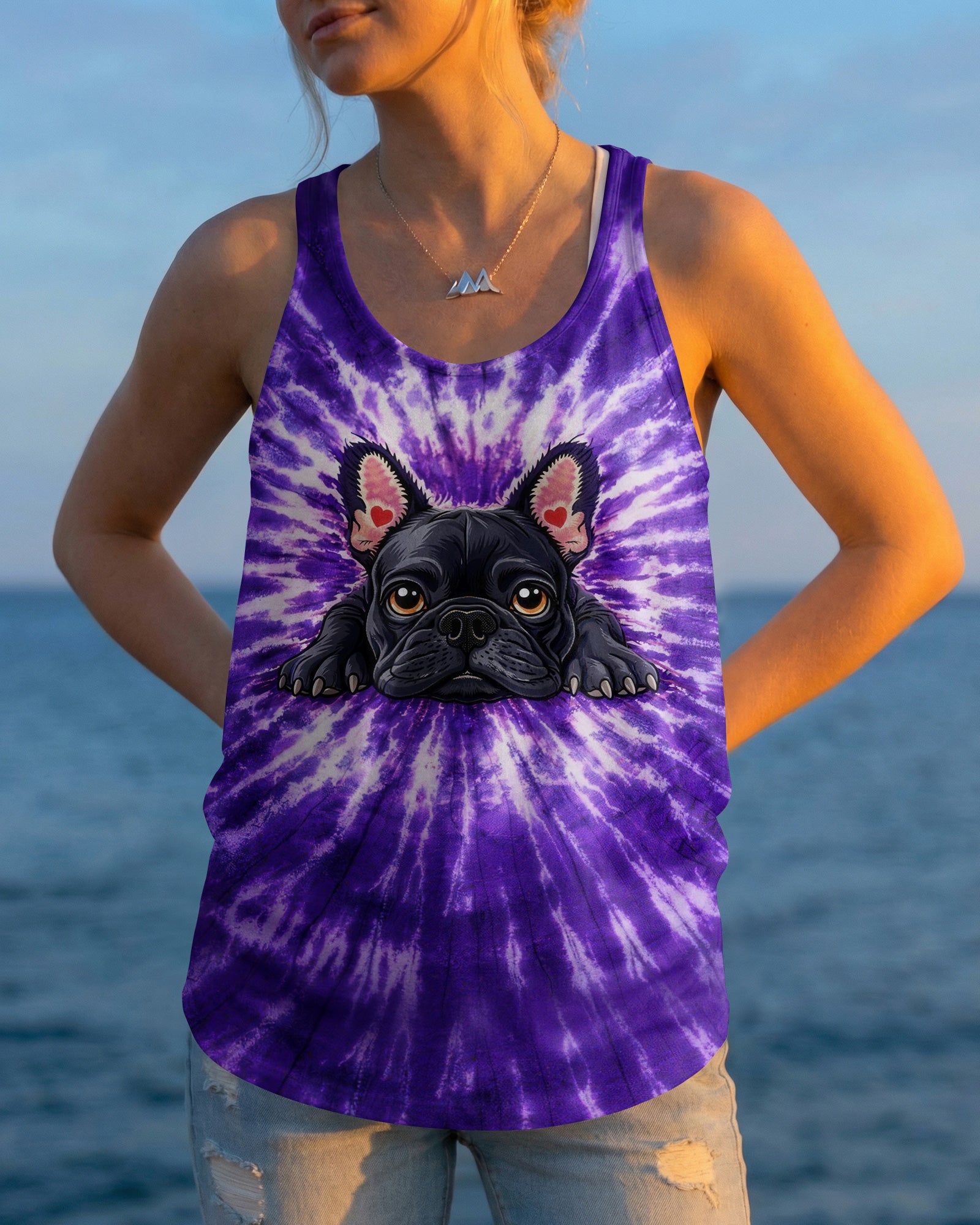 FRENCH BULLDOG PURPLE SWIRL ALL OVER PRINT - TLHG0903262