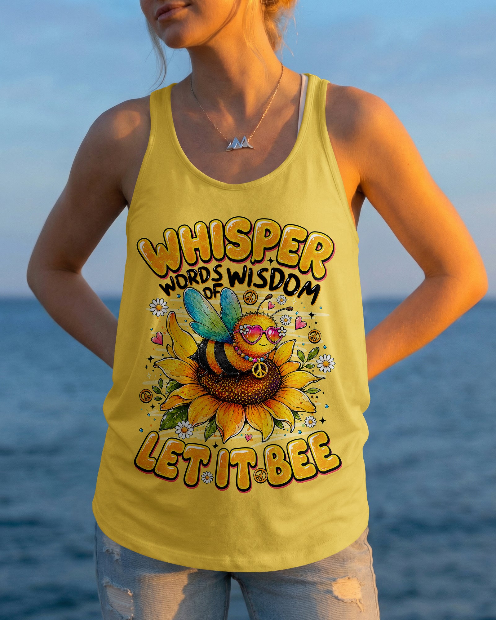 WHISPER WORDS OF WISDOM LET IT BE BEE SUNFLOWER ALL OVER PRINT -  TLNO1407261